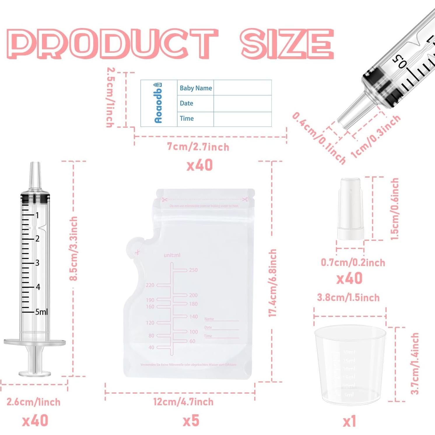 Kit Recolector de Calostro Aoaodbu 40 Piezas 5ml