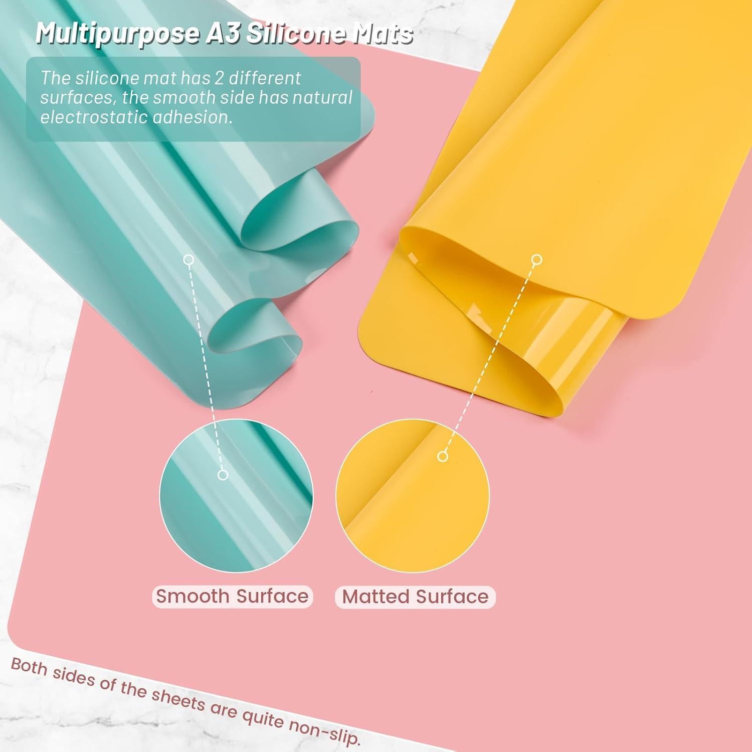 Paquete de 3 Tapetes de Silicona Actvty 30x40cm Colores Variados