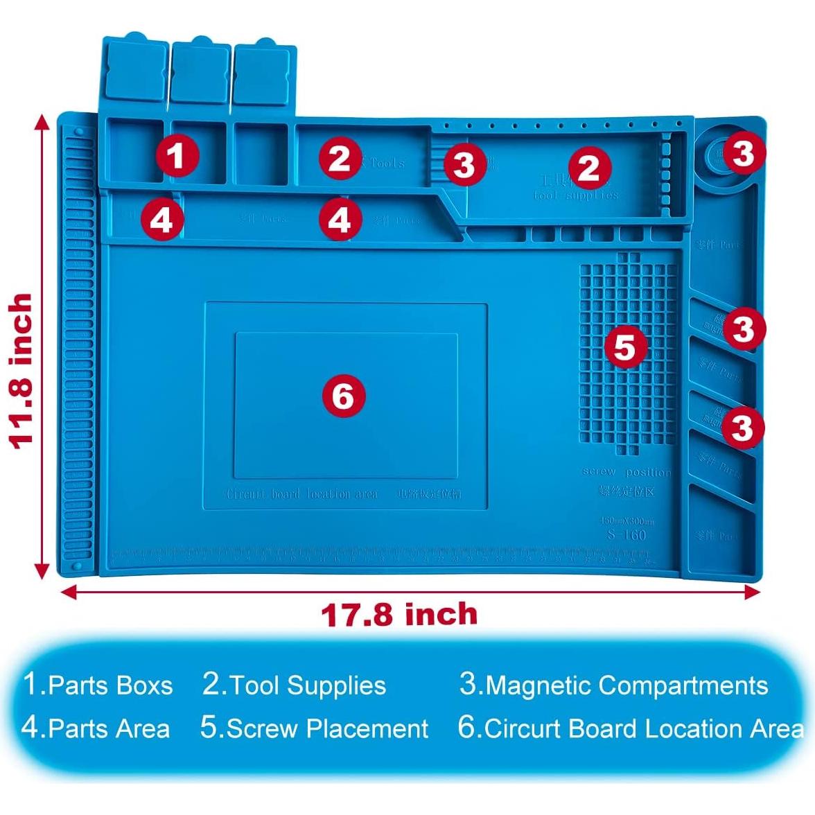 Alfombrilla de Soldadura Silicona PAFOWO S-160 Grande 44.96x29.97cm