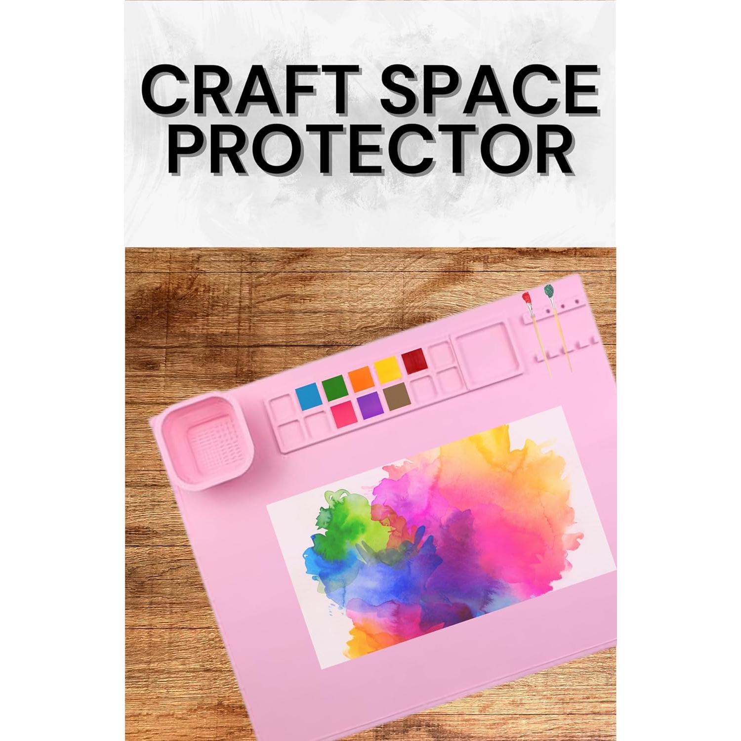 Estación de Pintura de Silicona Rosa 50.8x40.6 cm con Taza