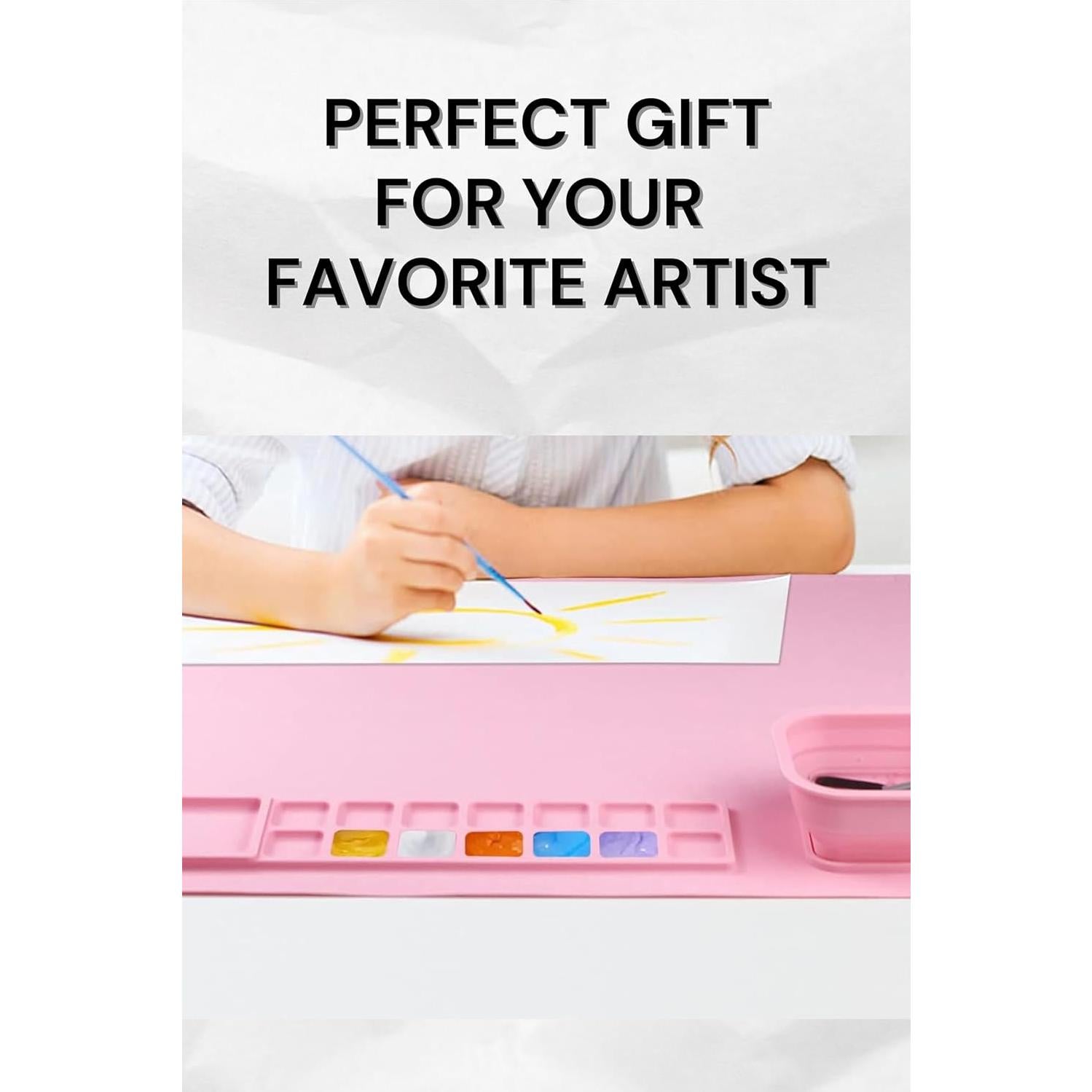 Estación de Pintura de Silicona Rosa 50.8x40.6 cm con Taza