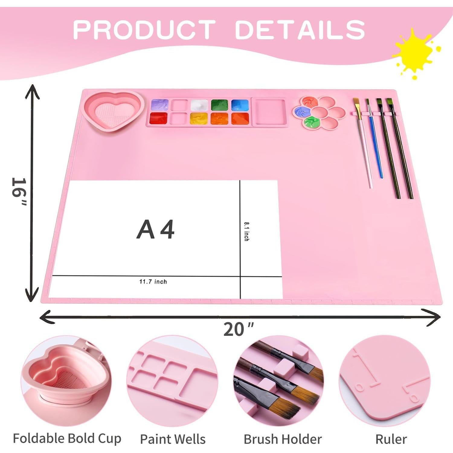 Alfombrilla de Silicona AMNCML 50.8x40.6cm Rosa Antideslizante