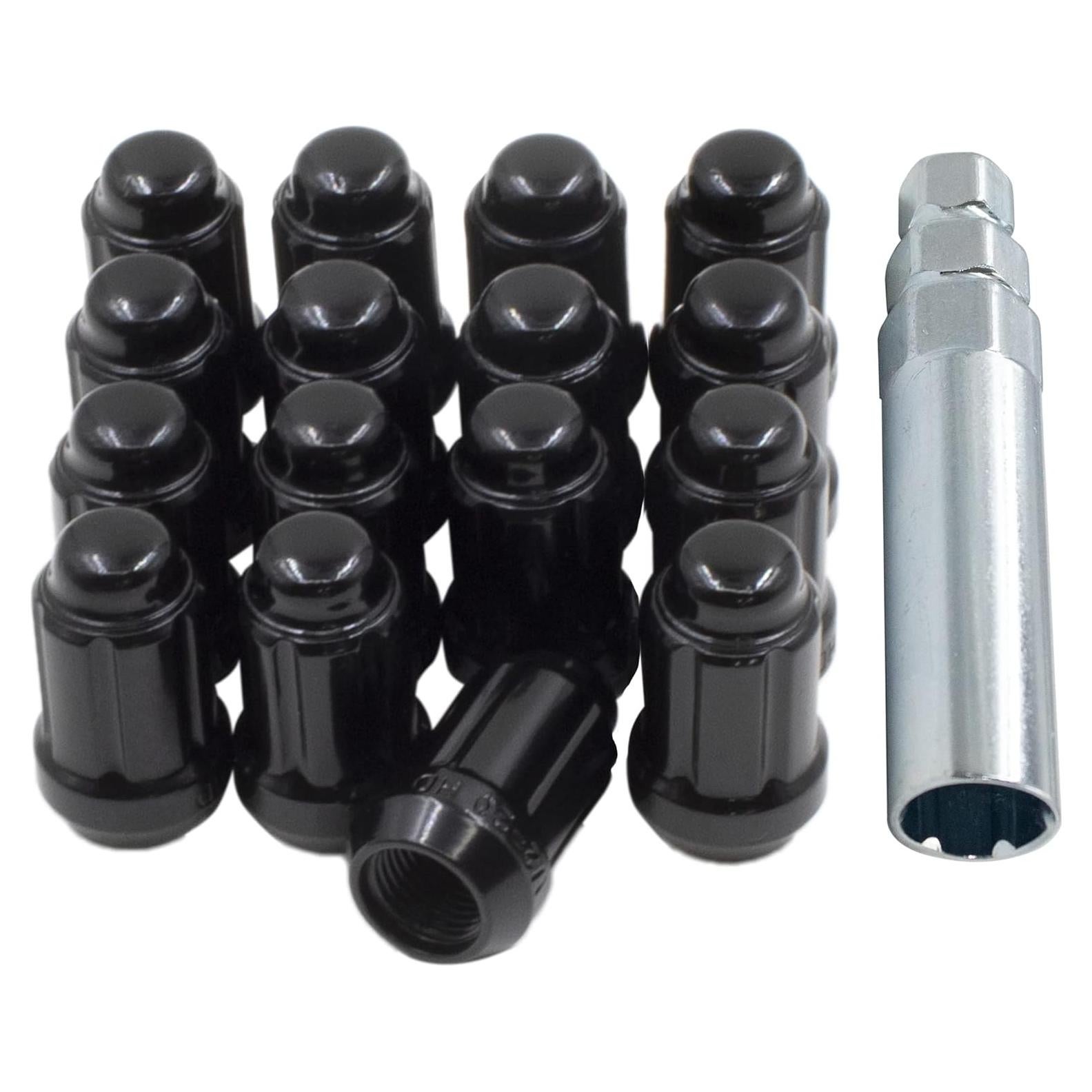 Juego de 16 Tuercas de Rueda M12x1.5 Acero Negro con Llave