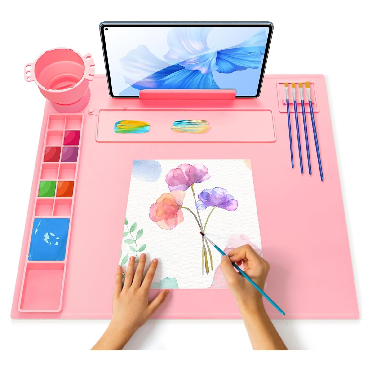 Alfombrilla de Pintura de Silicona iArtker Rosa 50.8x40.6 cm