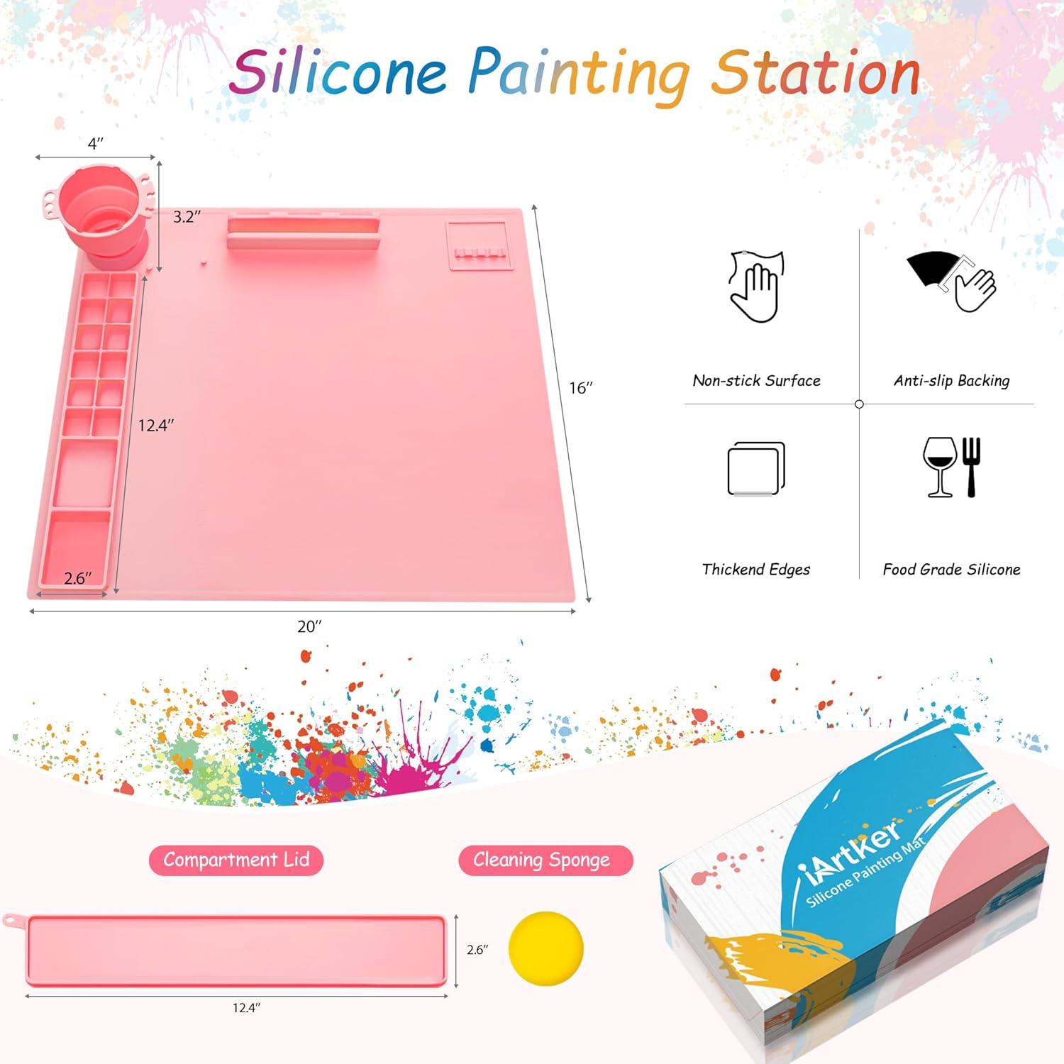 Alfombrilla de Pintura de Silicona iArtker Rosa 50.8x40.6 cm