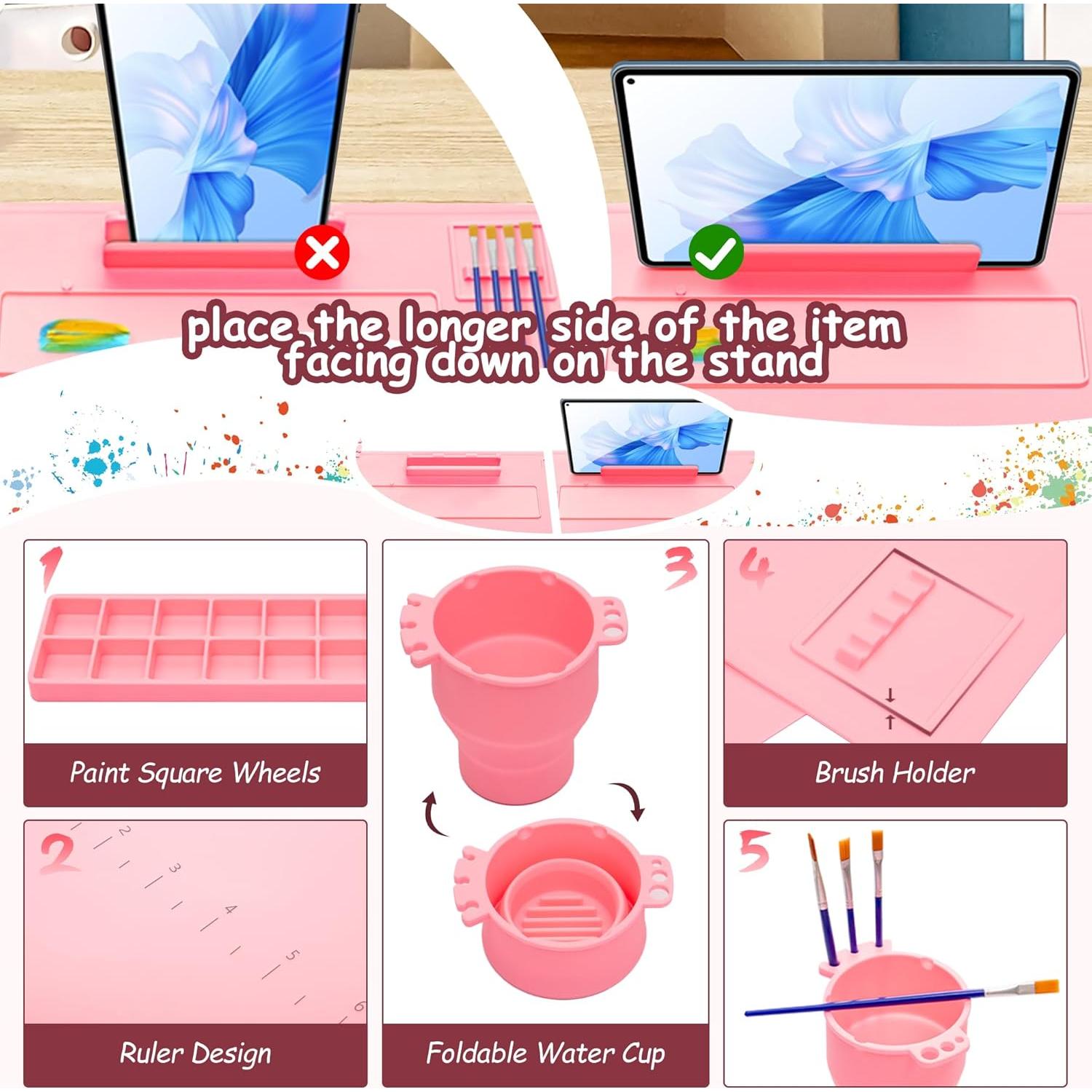 Alfombrilla de Pintura de Silicona iArtker Rosa 50.8x40.6 cm