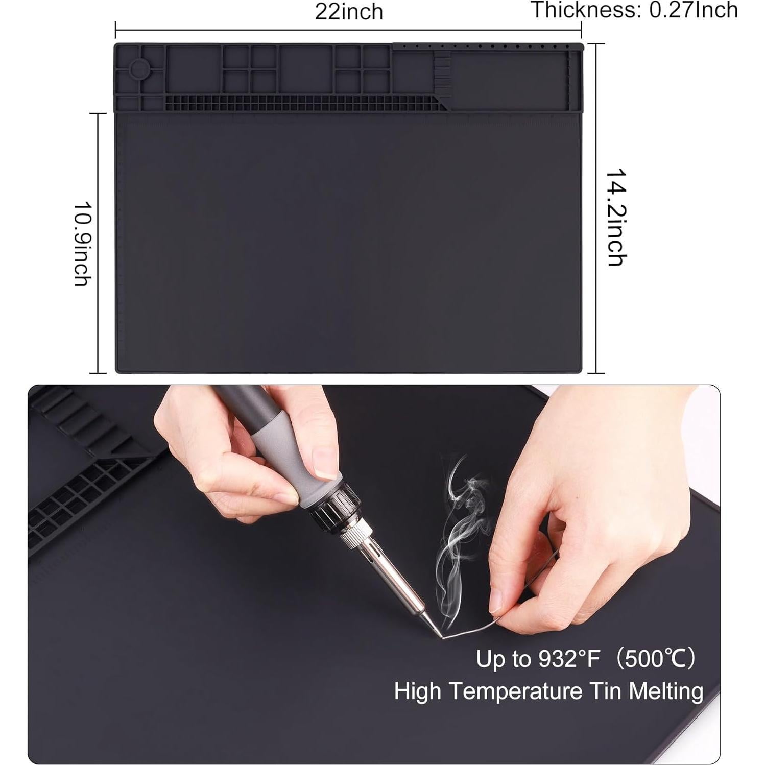 Alfombrilla de Soldadura Silicona U.S CAYEDA 36x55cm Resistente 500°C