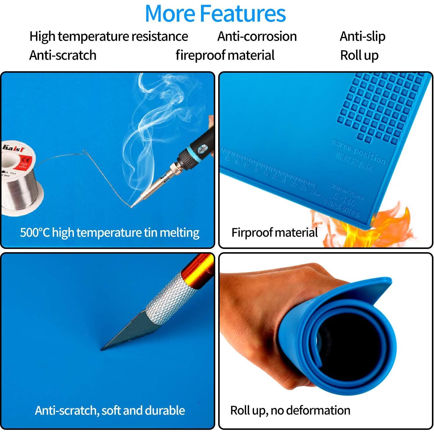 Almohadilla de Soldadura Kaisi S-140 Silicona Magnética 35x25cm