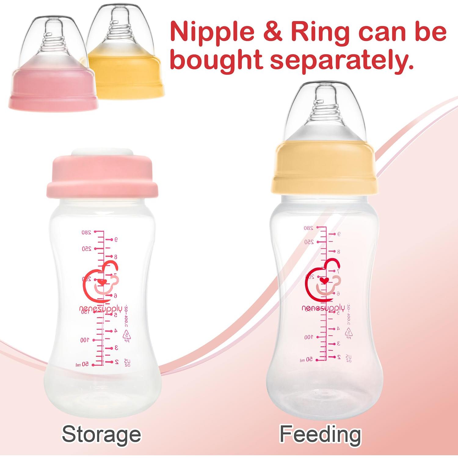 Botellas de Almacenamiento de Leche Materna NENESUPPLY 4 pc 280ml
