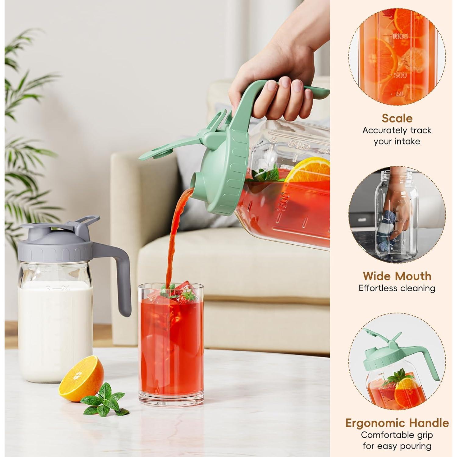 Jarra de Leche Materna JunVpic 32 oz Vidrio Verde con Tapa