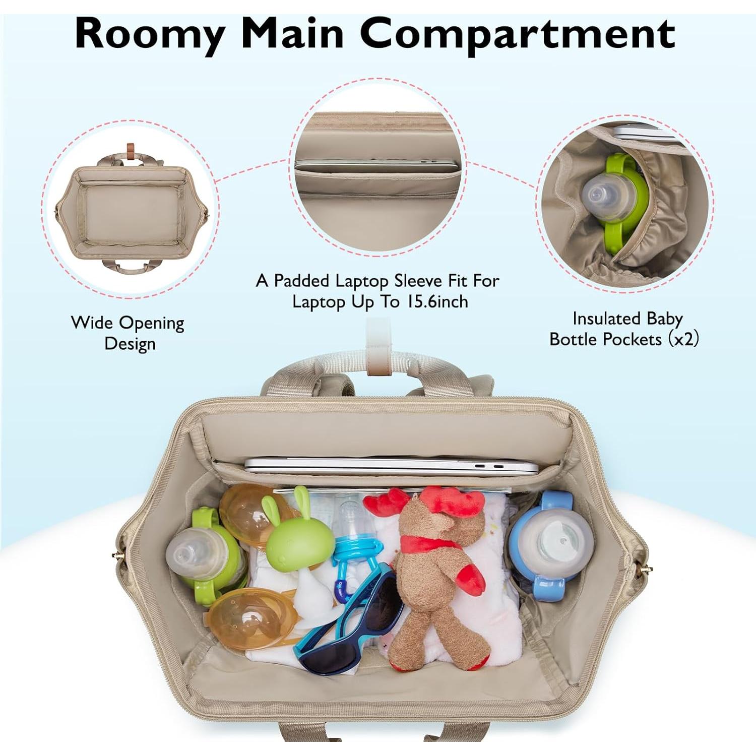 Mochila para Pañales Mommore con Funda para Laptop 15.6"