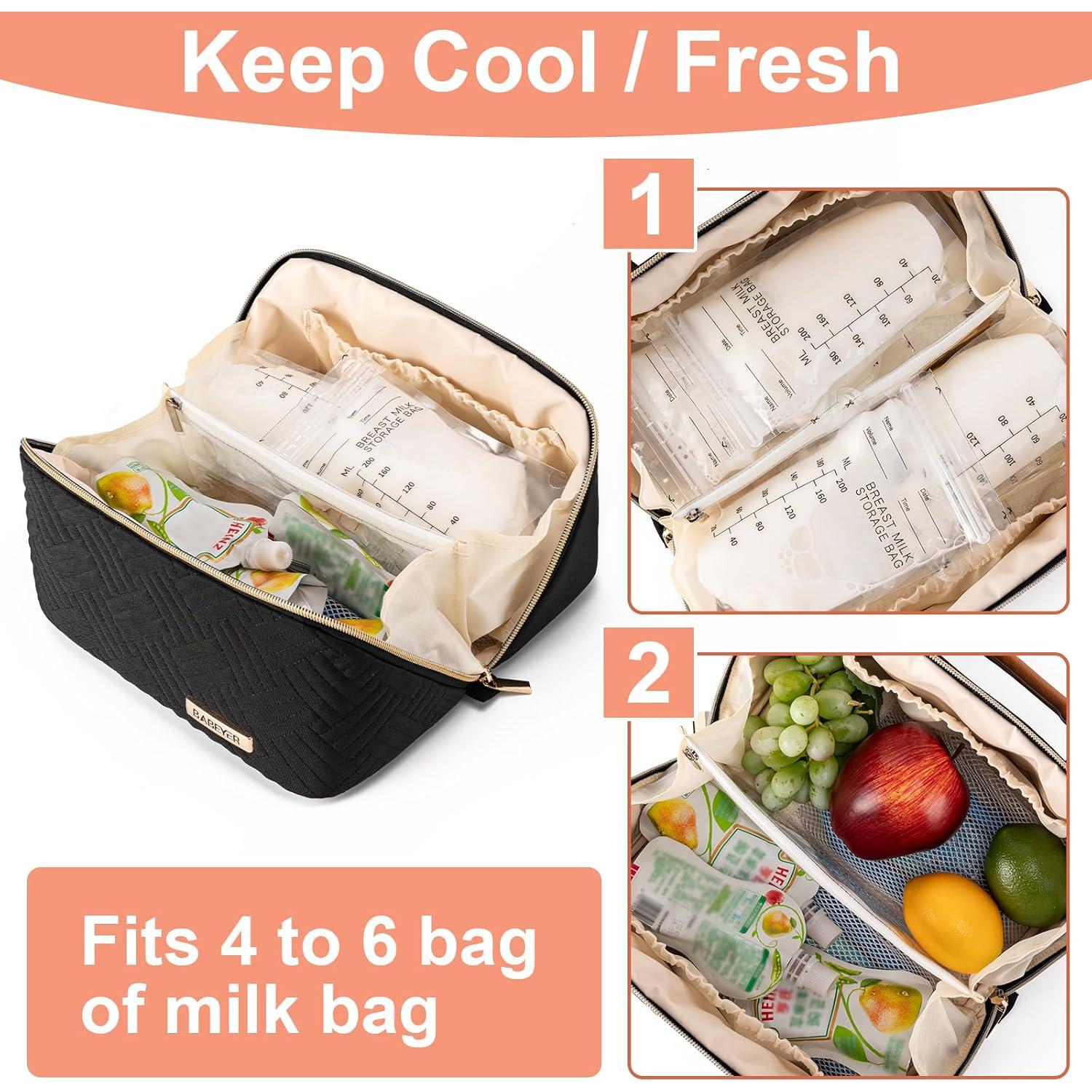 Bolsa Térmica Portátil BABEYER para Leche Materna Negra