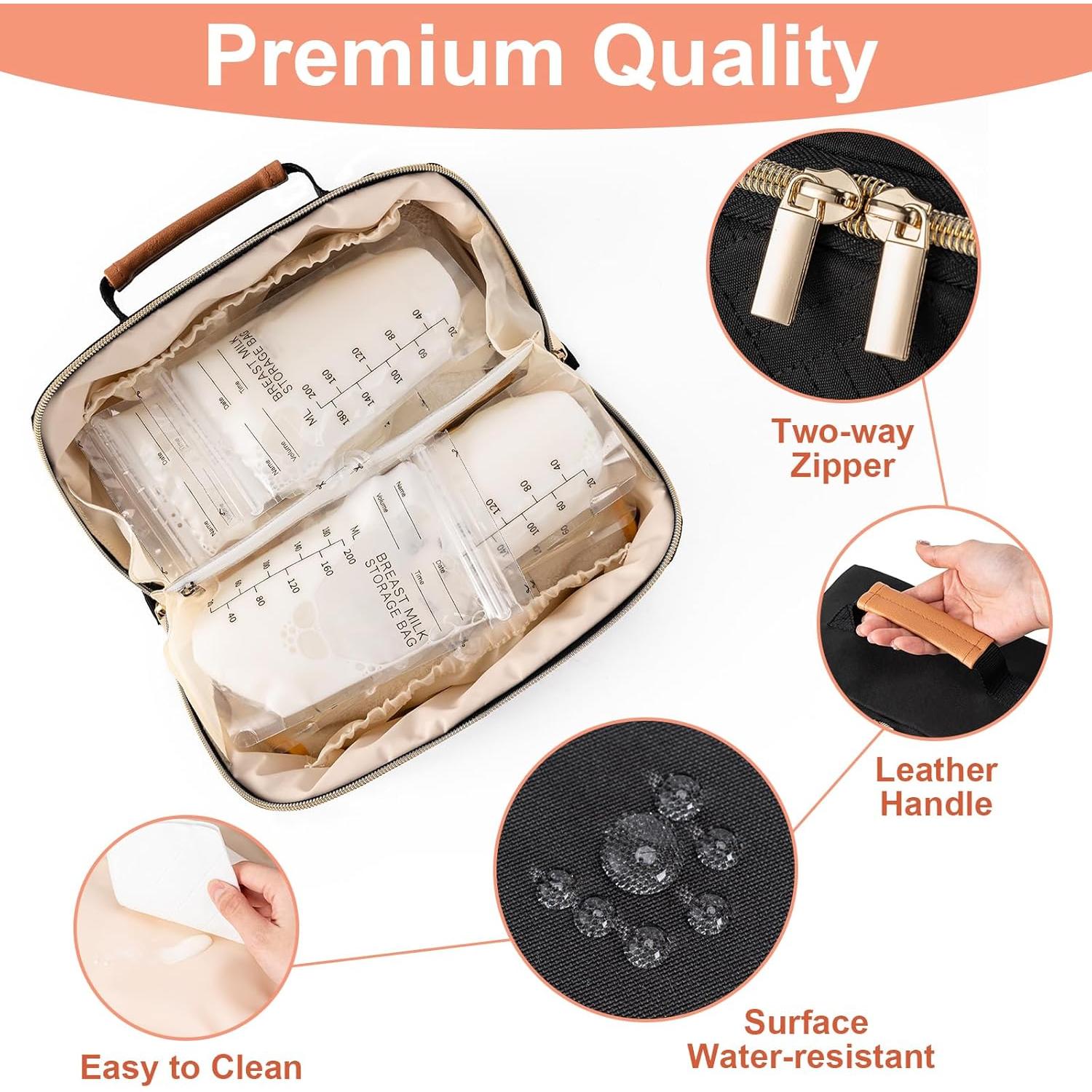 Bolsa Térmica Portátil BABEYER para Leche Materna Negra