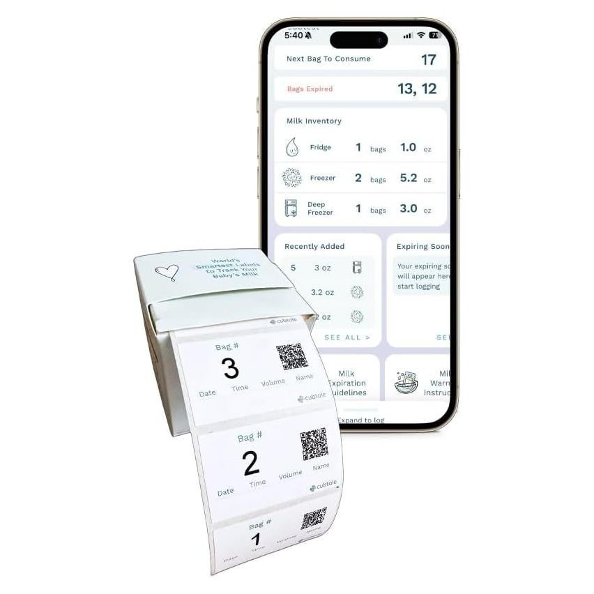 Etiquetas Inteligentes Cubtale para Bolsas de Leche Materna - 500 Unidades