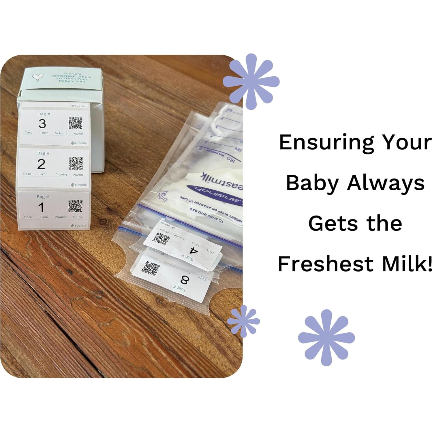 Etiquetas Inteligentes Cubtale para Bolsas de Leche Materna - 500 Unidades