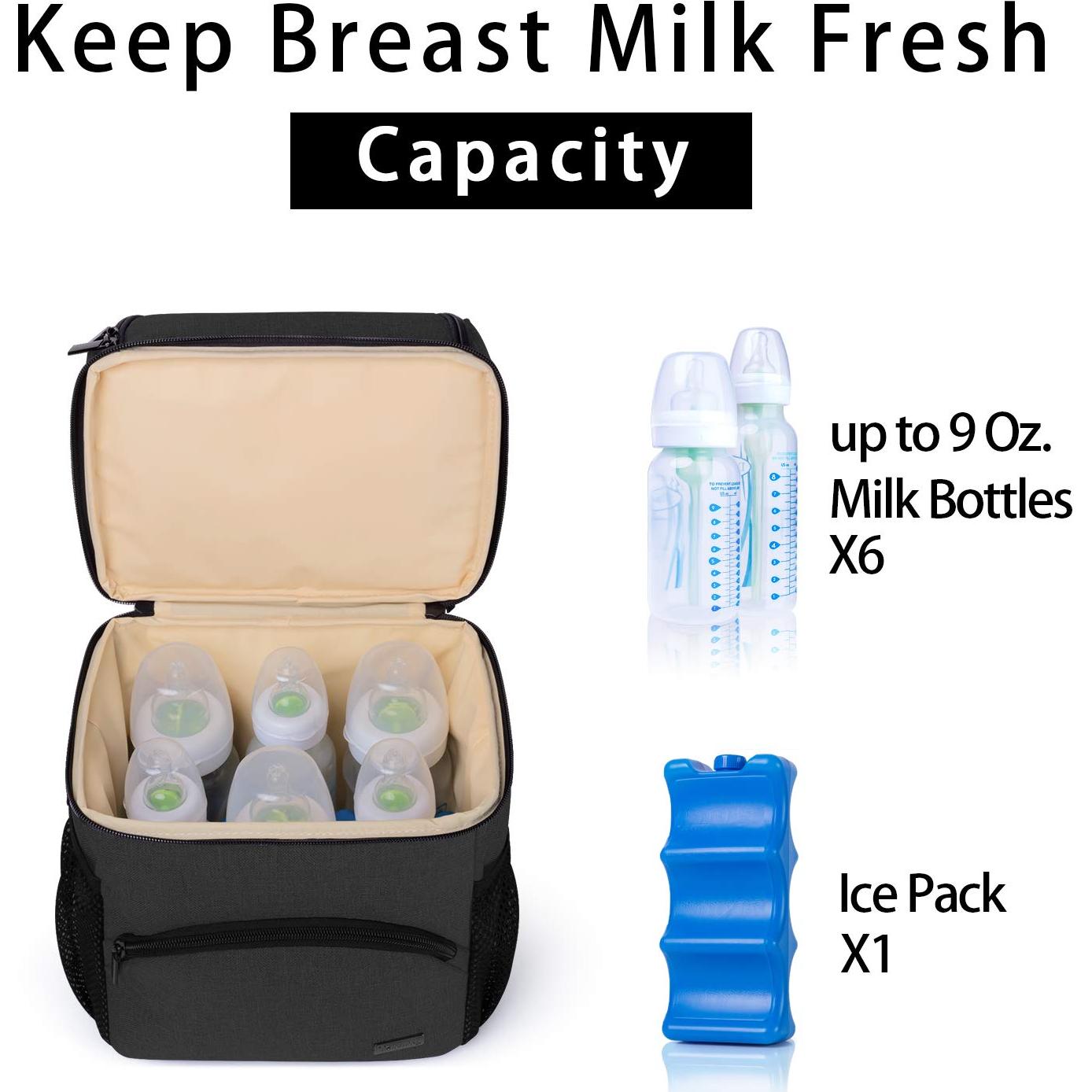 Bolsa Enfriadora de Leche Materna Teamoy Doble Capa Negra