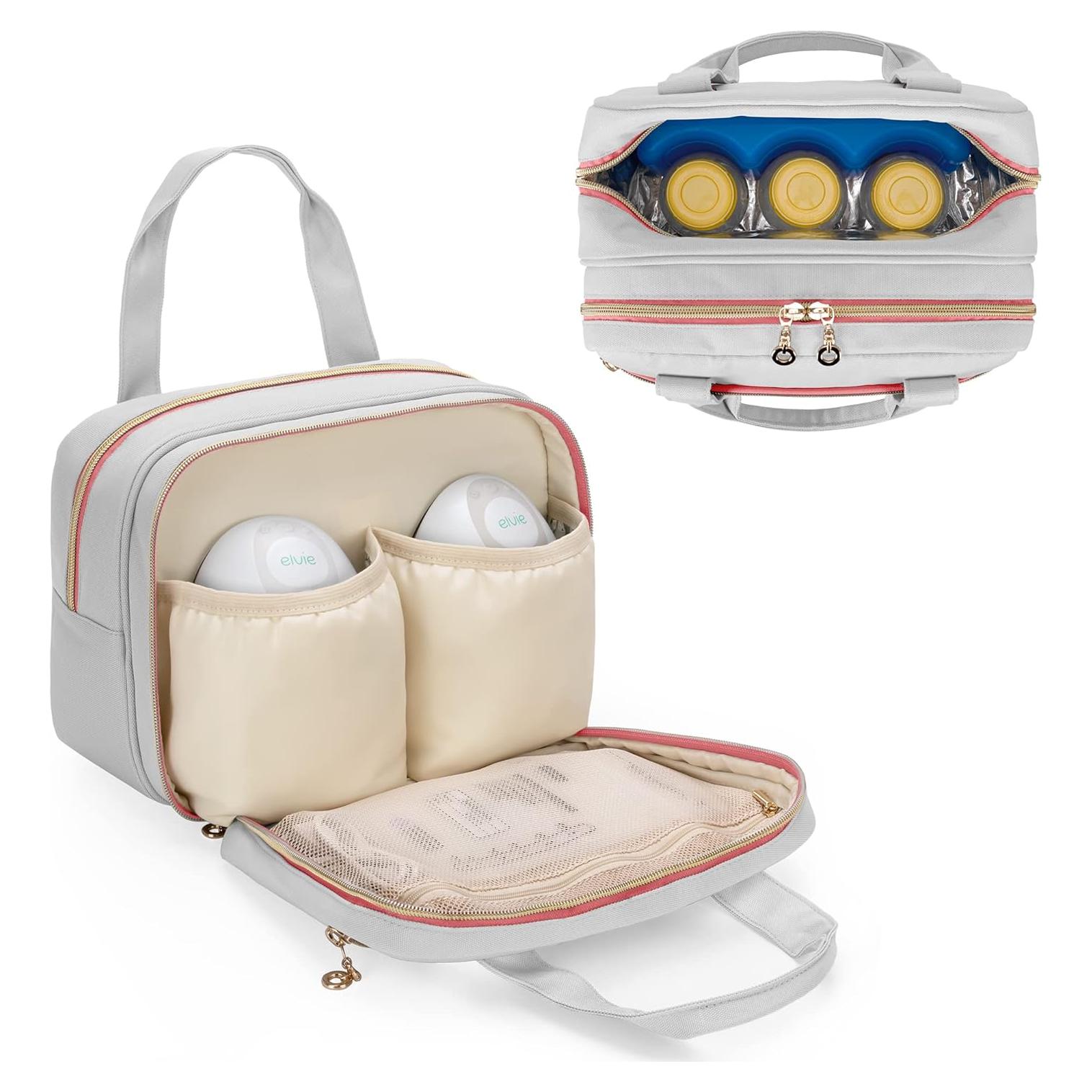 Bolsa de Extractor de Leche Wearable Damero Gris Claro Rosa