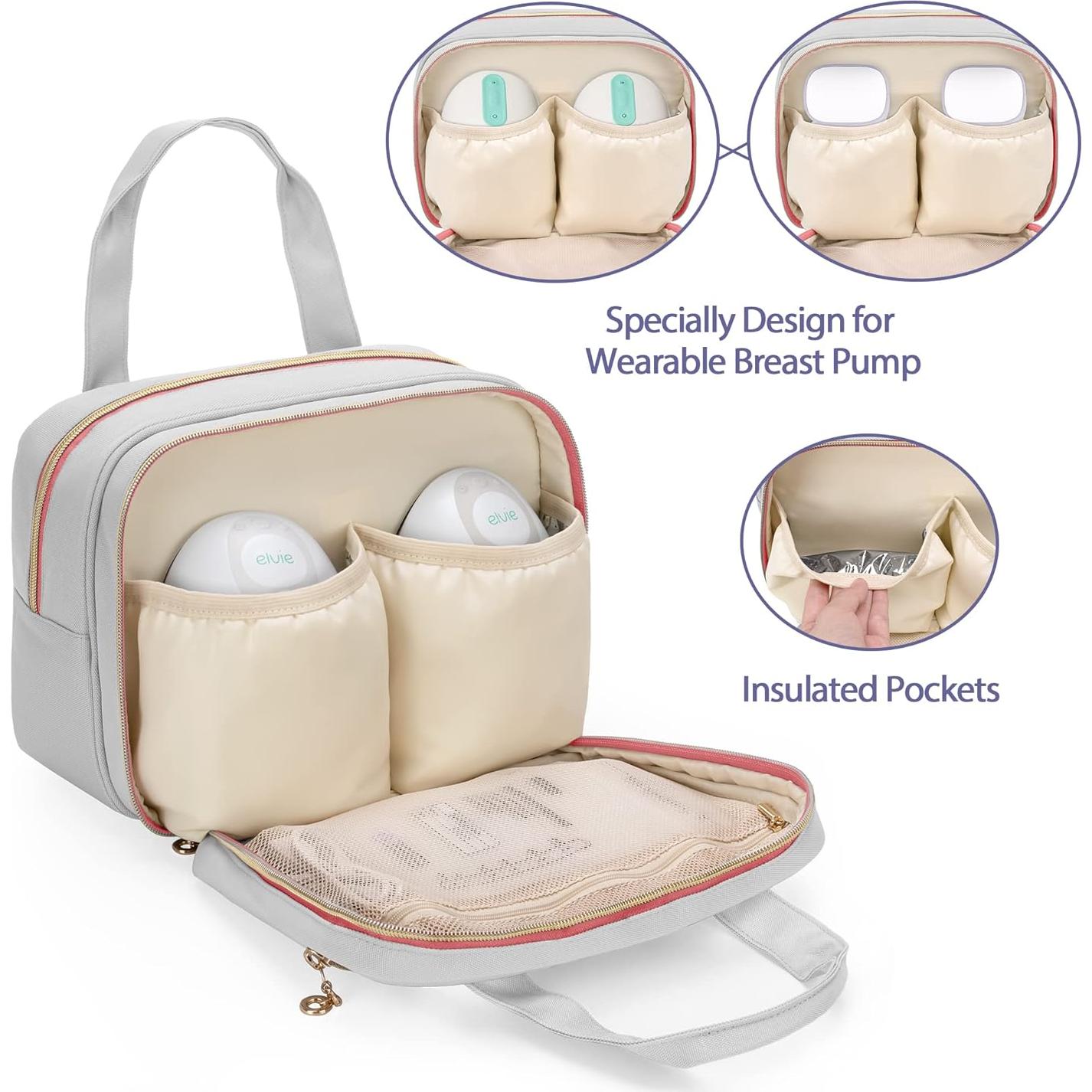 Bolsa de Extractor de Leche Wearable Damero Gris Claro Rosa