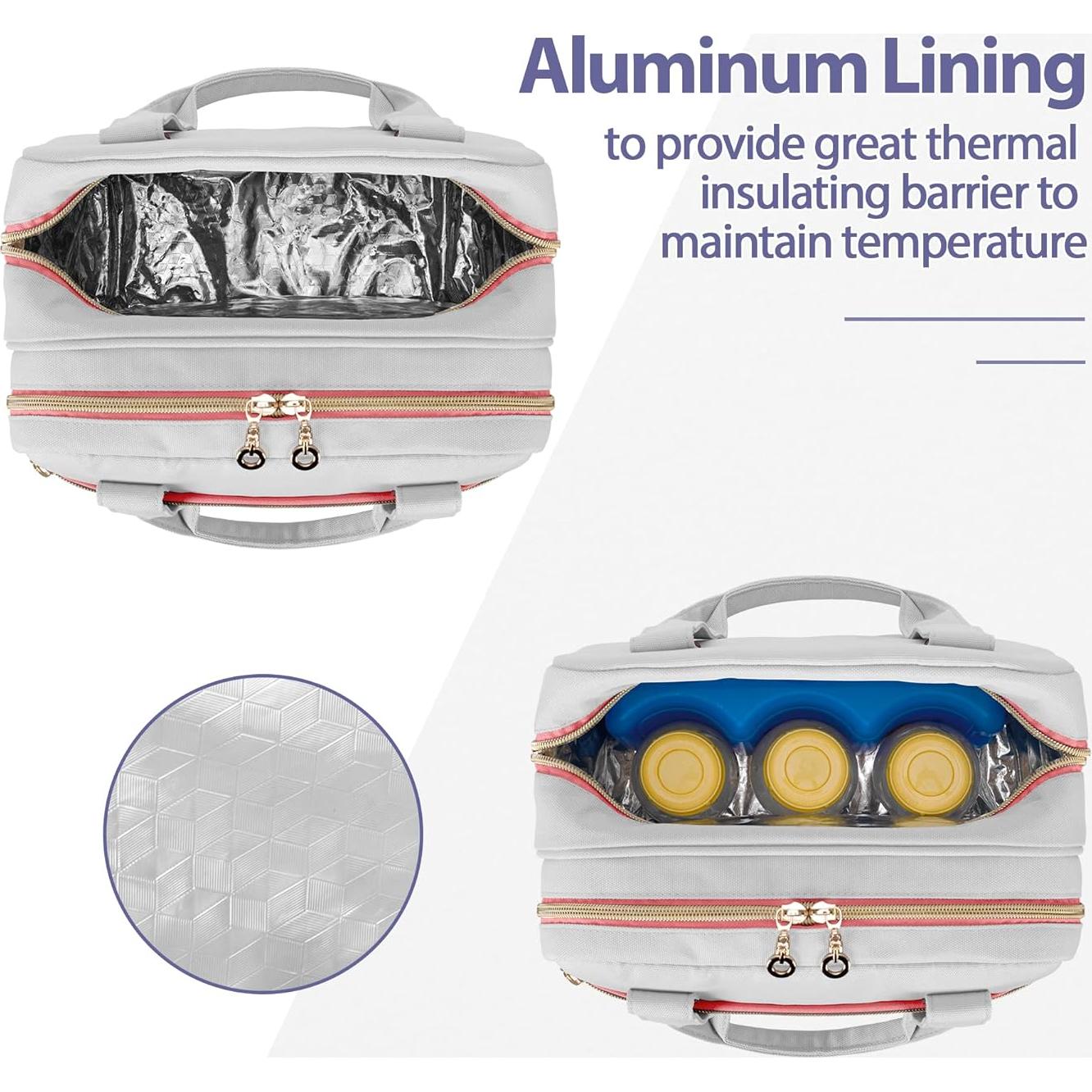 Bolsa de Extractor de Leche Wearable Damero Gris Claro Rosa