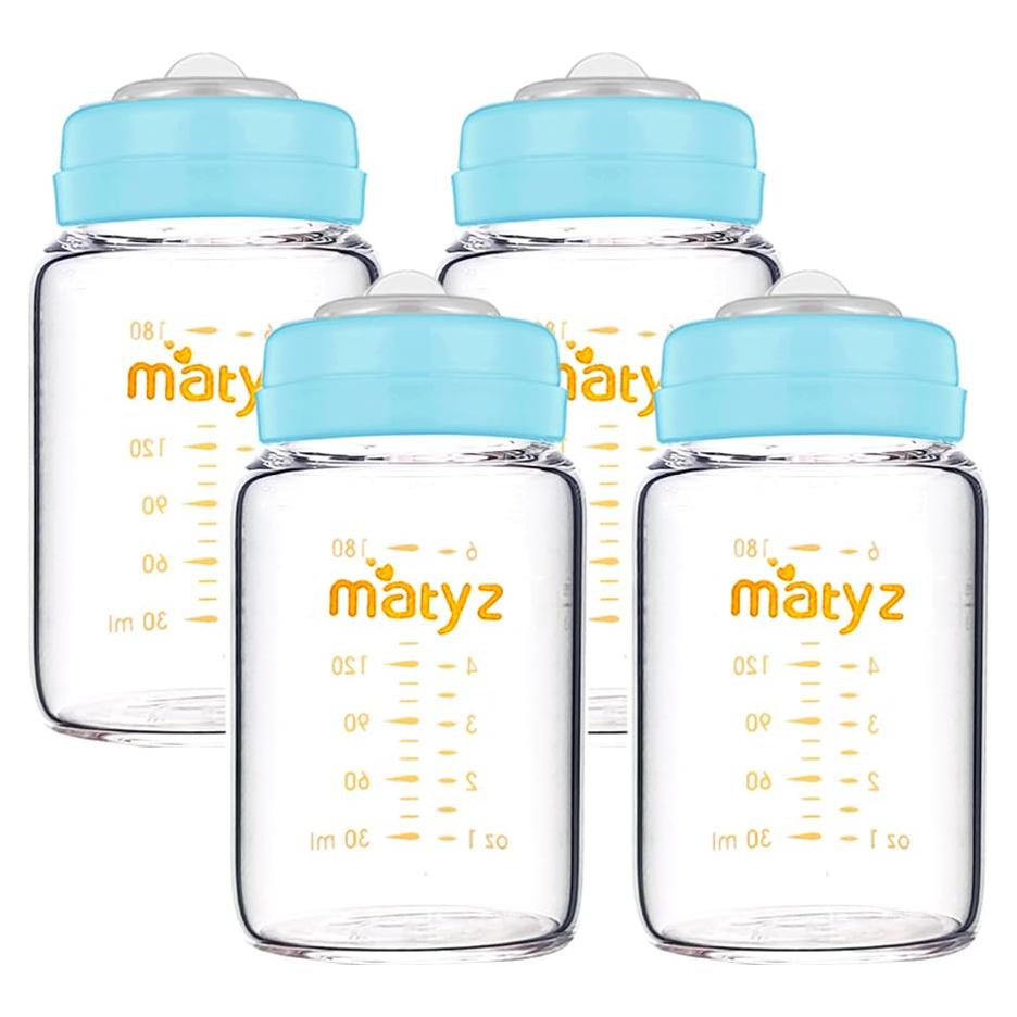 Matyz 4 Botellas de Almacenamiento de Leche Materna Vidrio 177 ml