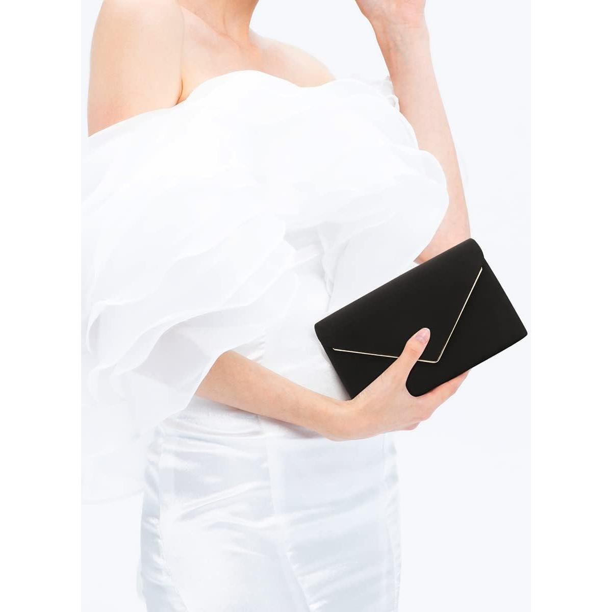 Cartera Clutch BBjinronjy para Mujeres Negra 21.6x12.7cm