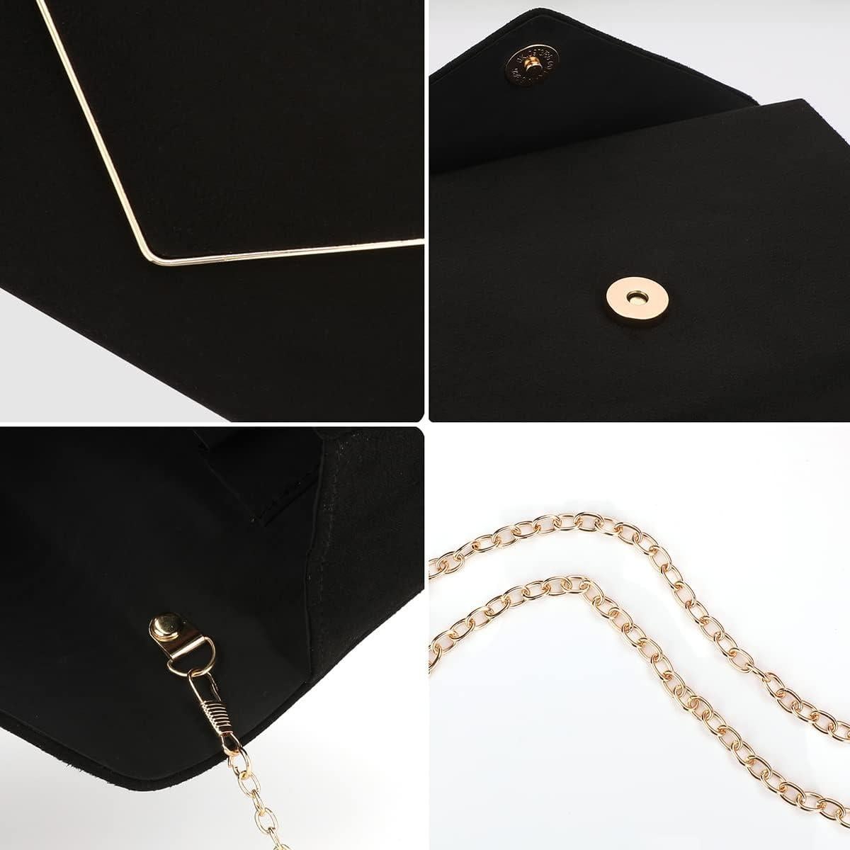 Cartera Clutch BBjinronjy para Mujeres Negra 21.6x12.7cm