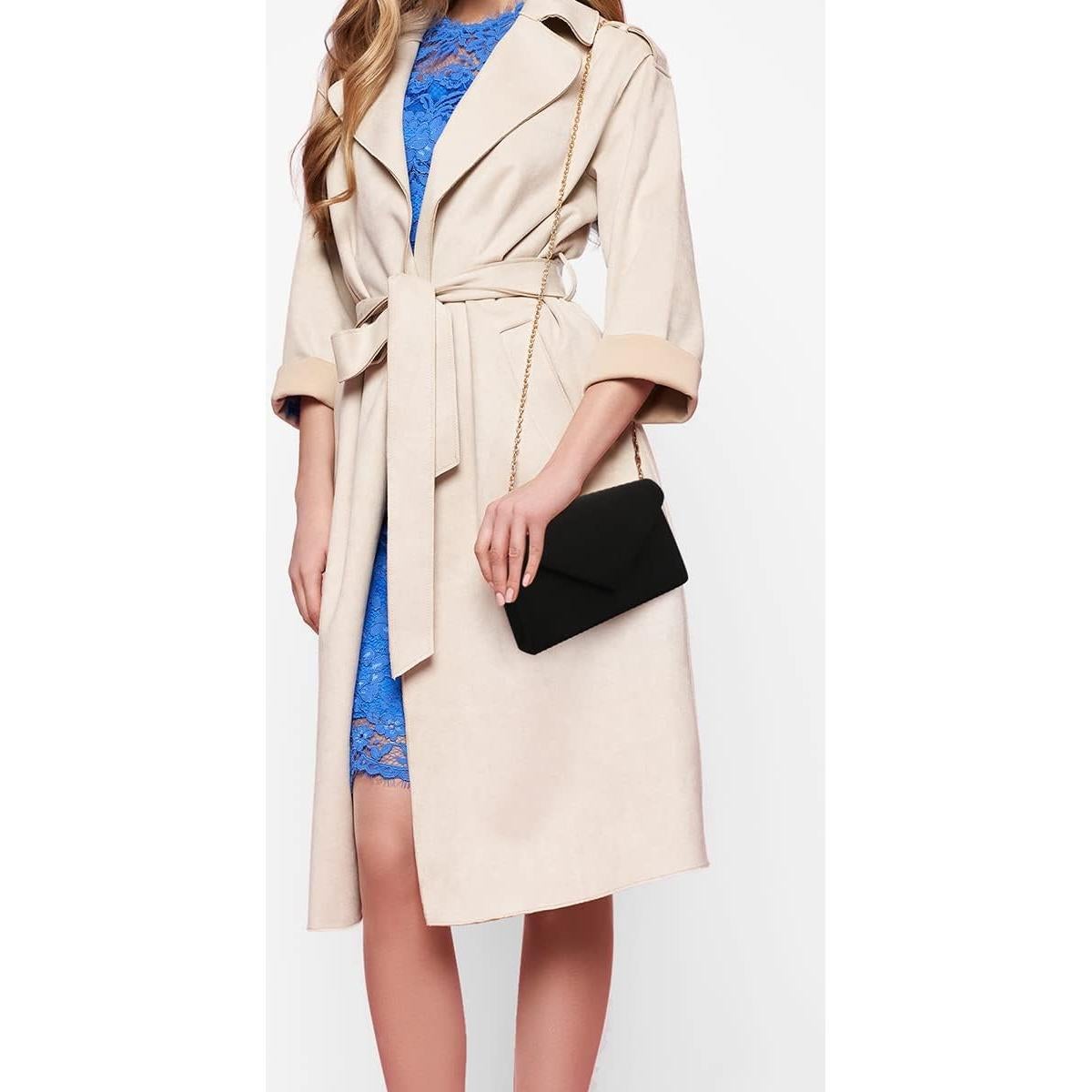 Cartera Clutch BBjinronjy para Mujeres Negra 21.6x12.7cm