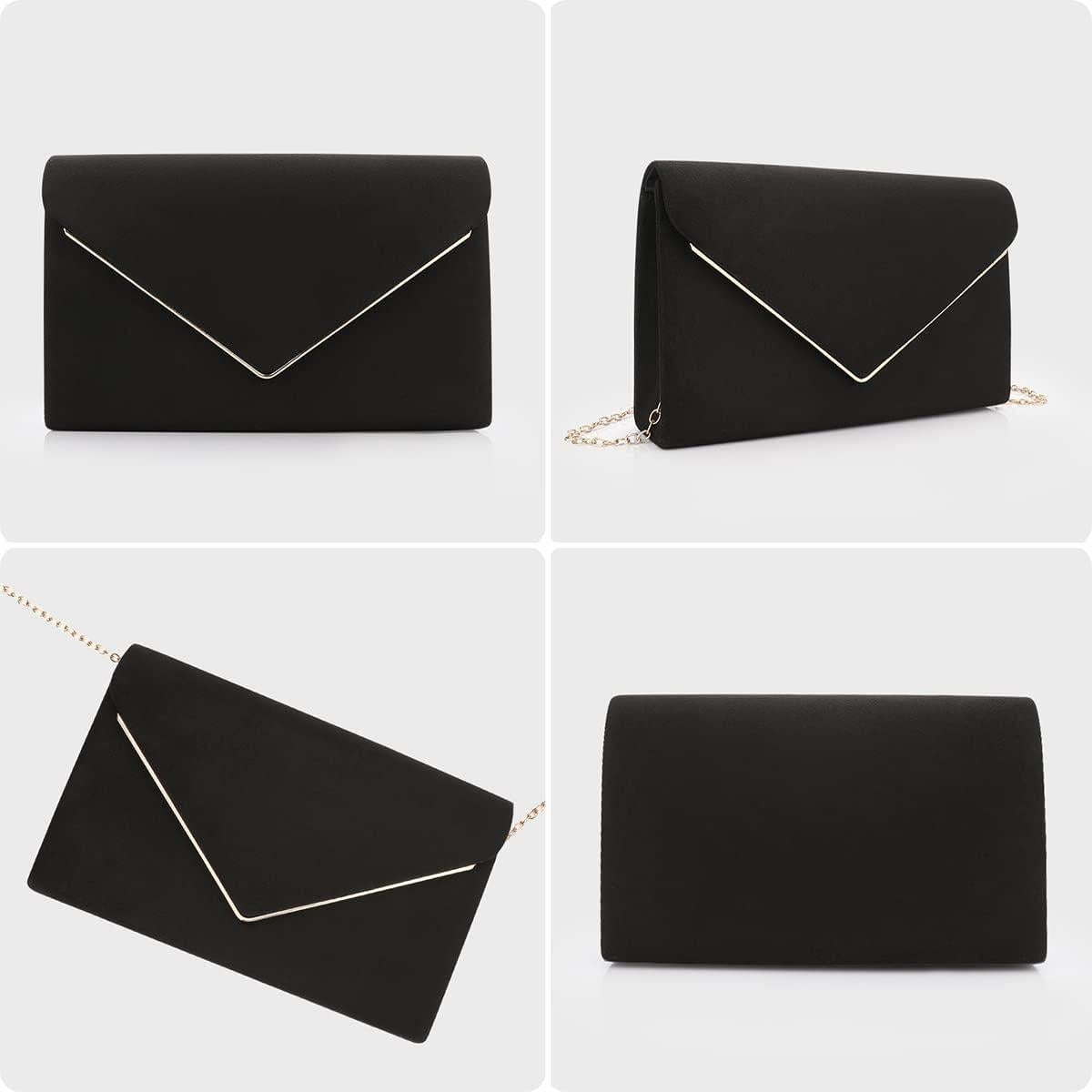 Cartera Clutch BBjinronjy para Mujeres Negra 21.6x12.7cm