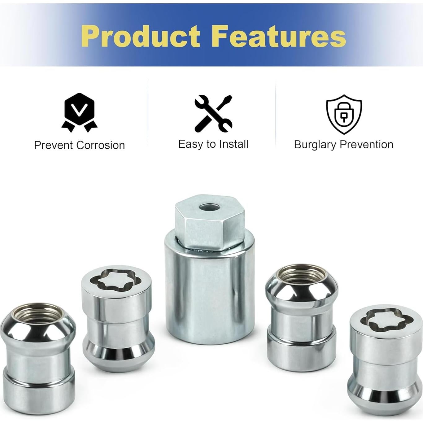 Juego de Tuercas de Bloqueo de Rueda Honda 2007-2025 Cromado