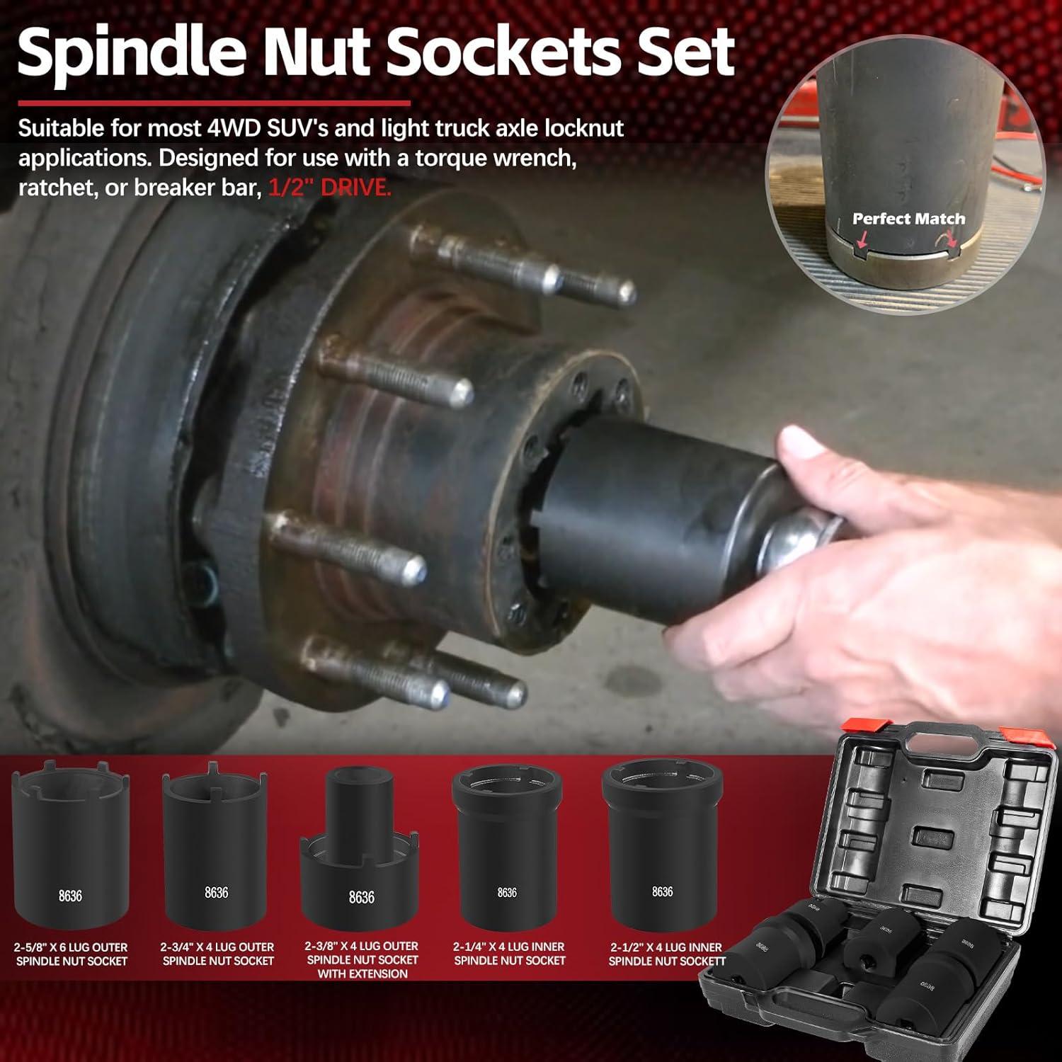 Juego de Herramientas de Enchufe de Tuerca de Eje Sunluway 5 Pcs