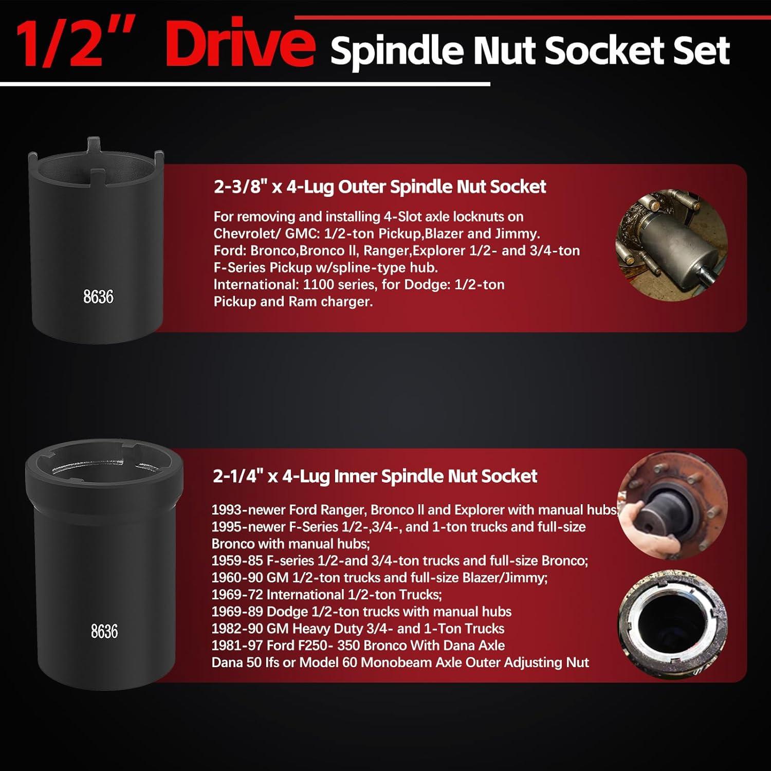 Juego de Herramientas de Enchufe de Tuerca de Eje Sunluway 5 Pcs