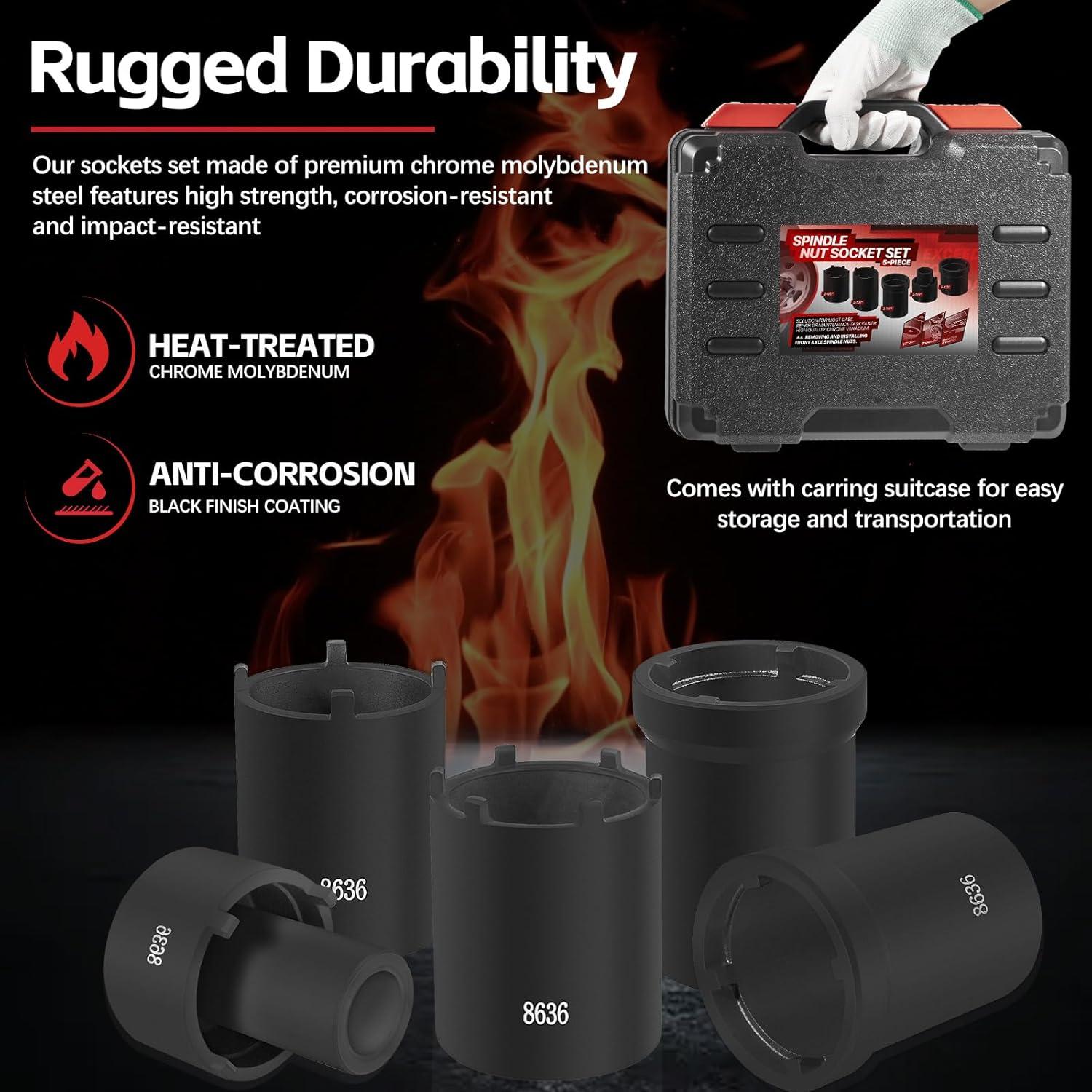 Juego de Herramientas de Enchufe de Tuerca de Eje Sunluway 5 Pcs