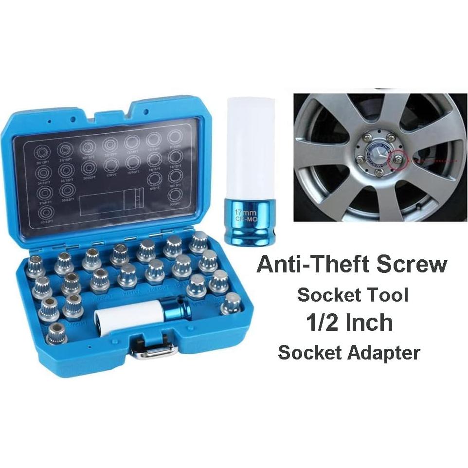 Kit de Eliminación de Tuerca de Bloqueo de Rueda 21PCS Angchun