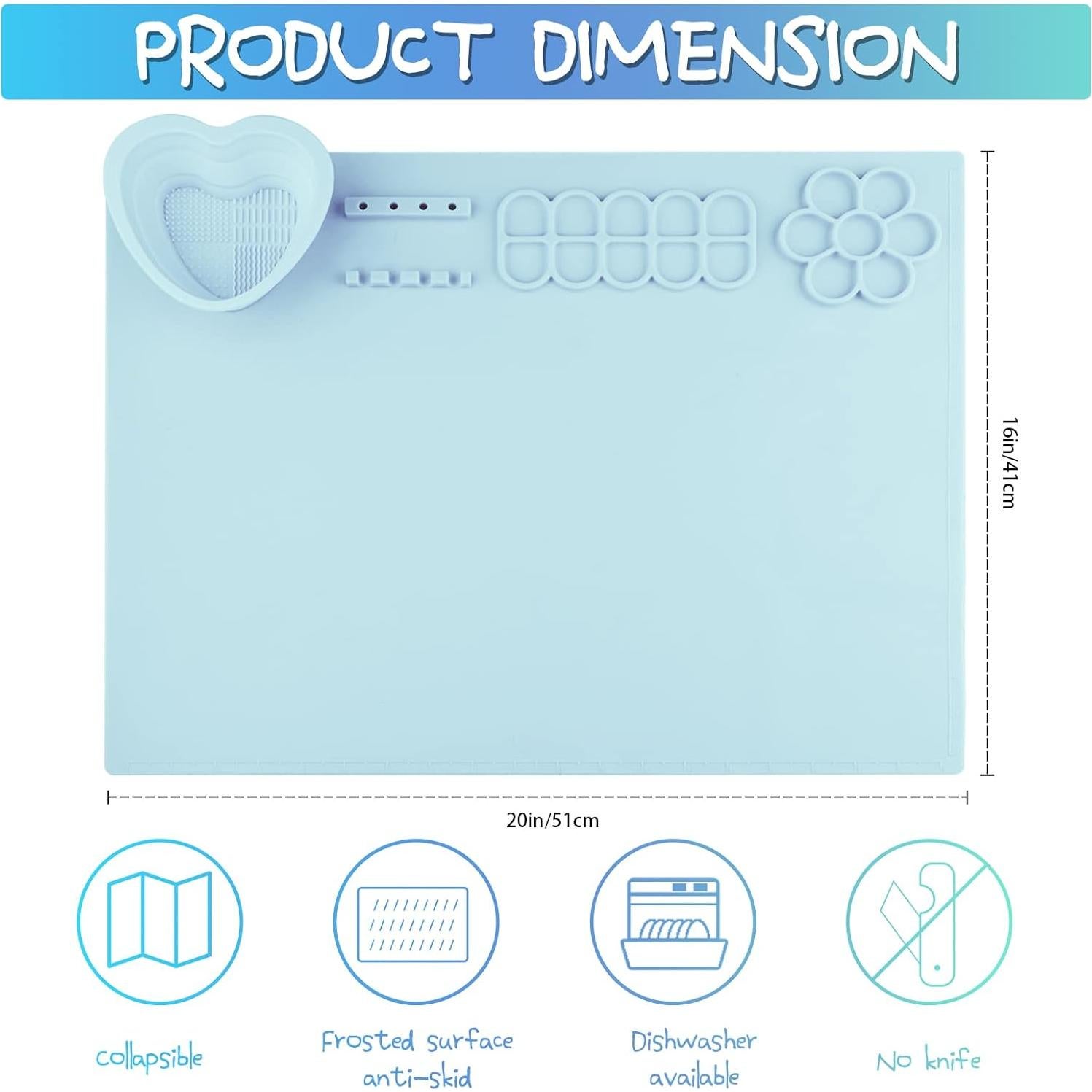 Alfombrilla de Silicona para Manualidades Apeso 50.8x40.6cm Azul