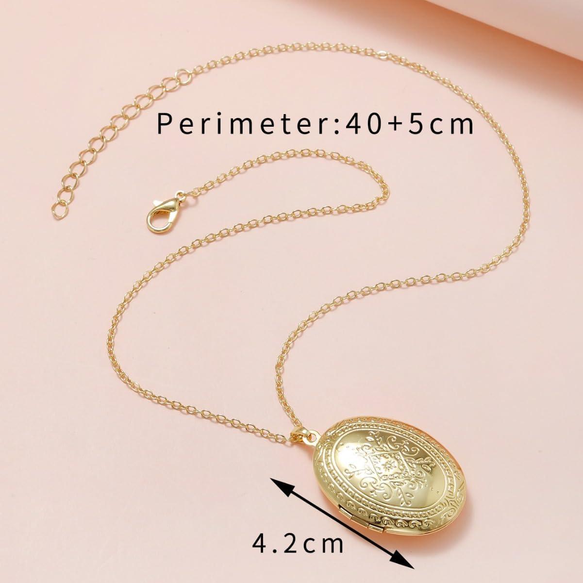 Collar de Medallón Vintage POYAMUSE Dorado para Mujeres 40cm