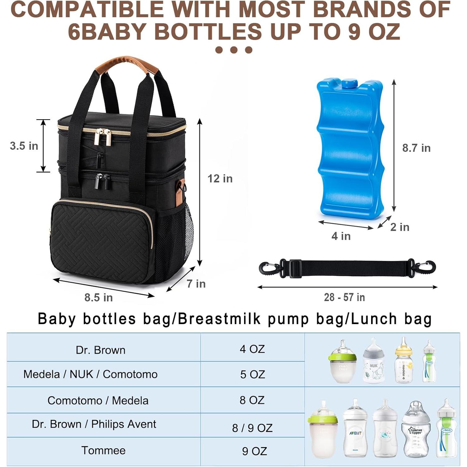 Bolsa de Enfriamiento de Leche Materna BABEYER 11.5L Negra