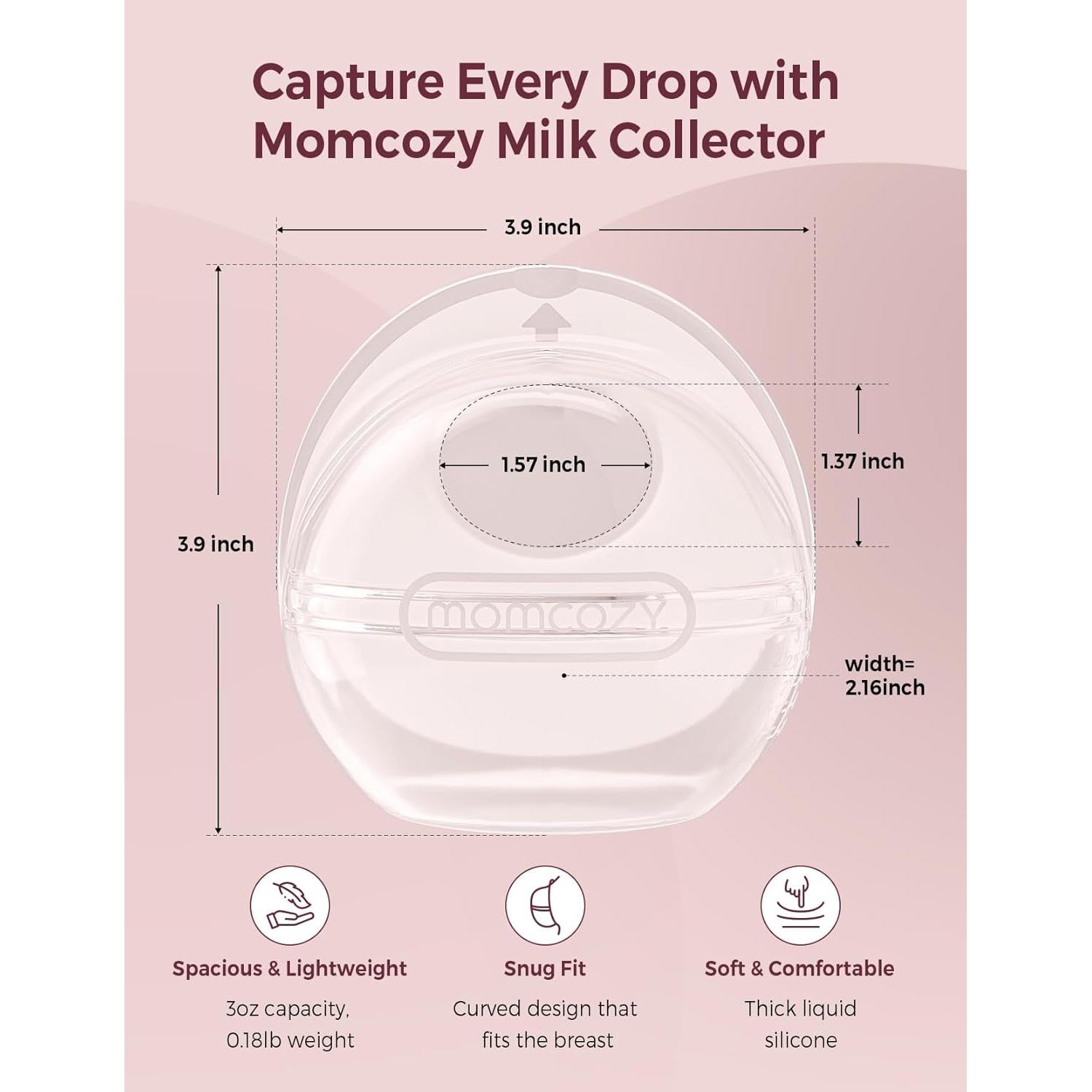 Recolector de Leche Materna Momcozy 90ml Silicona 2 Piezas