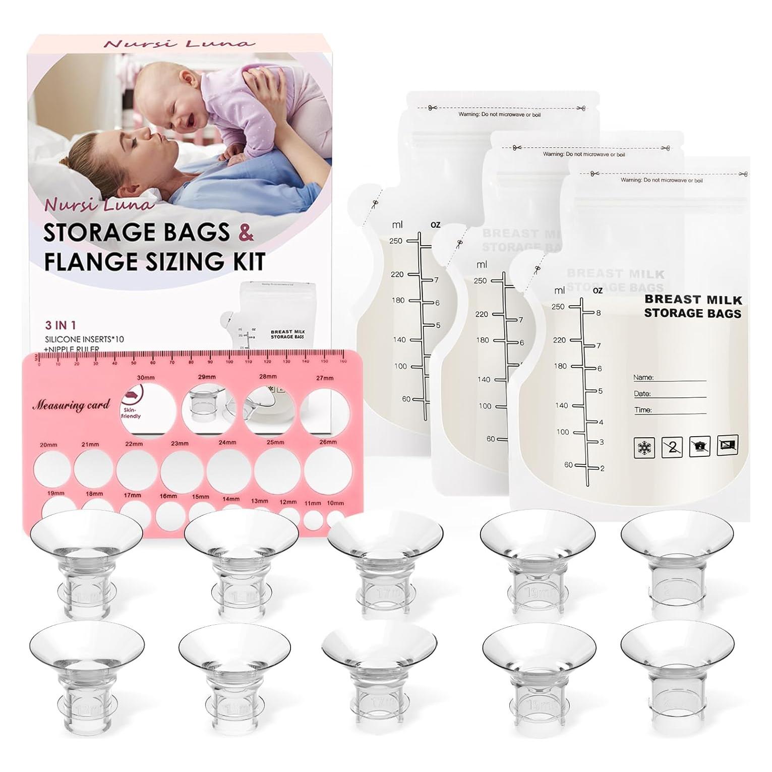 Kit de Lactancia Nursi Luna 10PCS Bridas y Bolsas 250ml