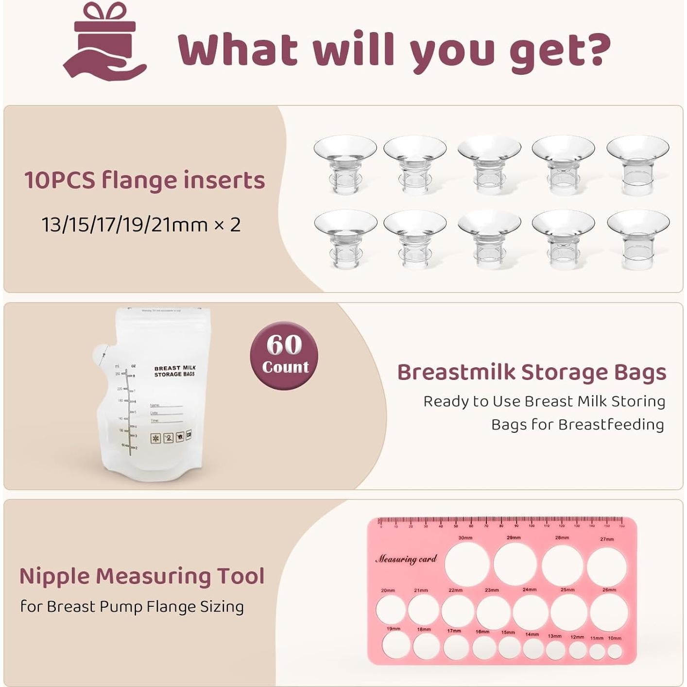 Kit de Lactancia Nursi Luna 10PCS Bridas y Bolsas 250ml