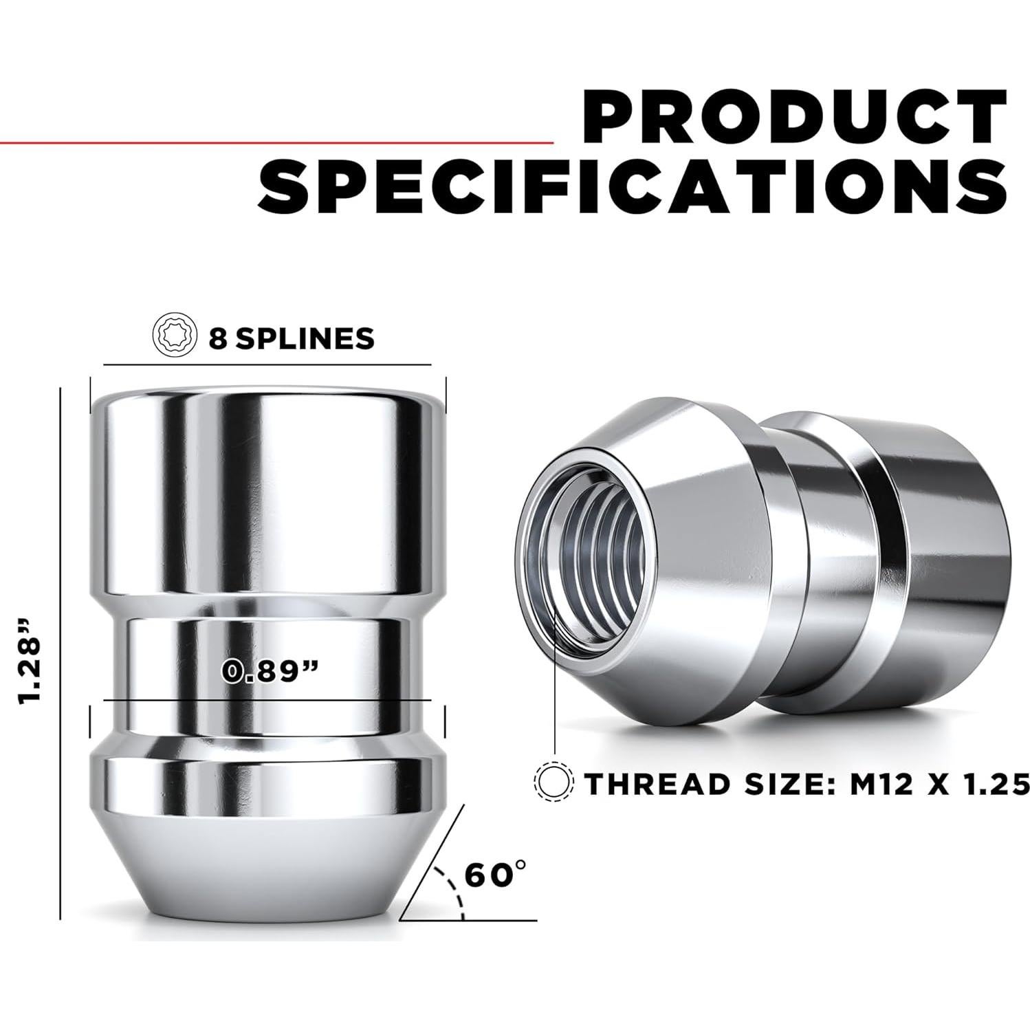 Tuercas de Rueda Caballero Blanco MG40610SAM M12x1.25 Cónicas