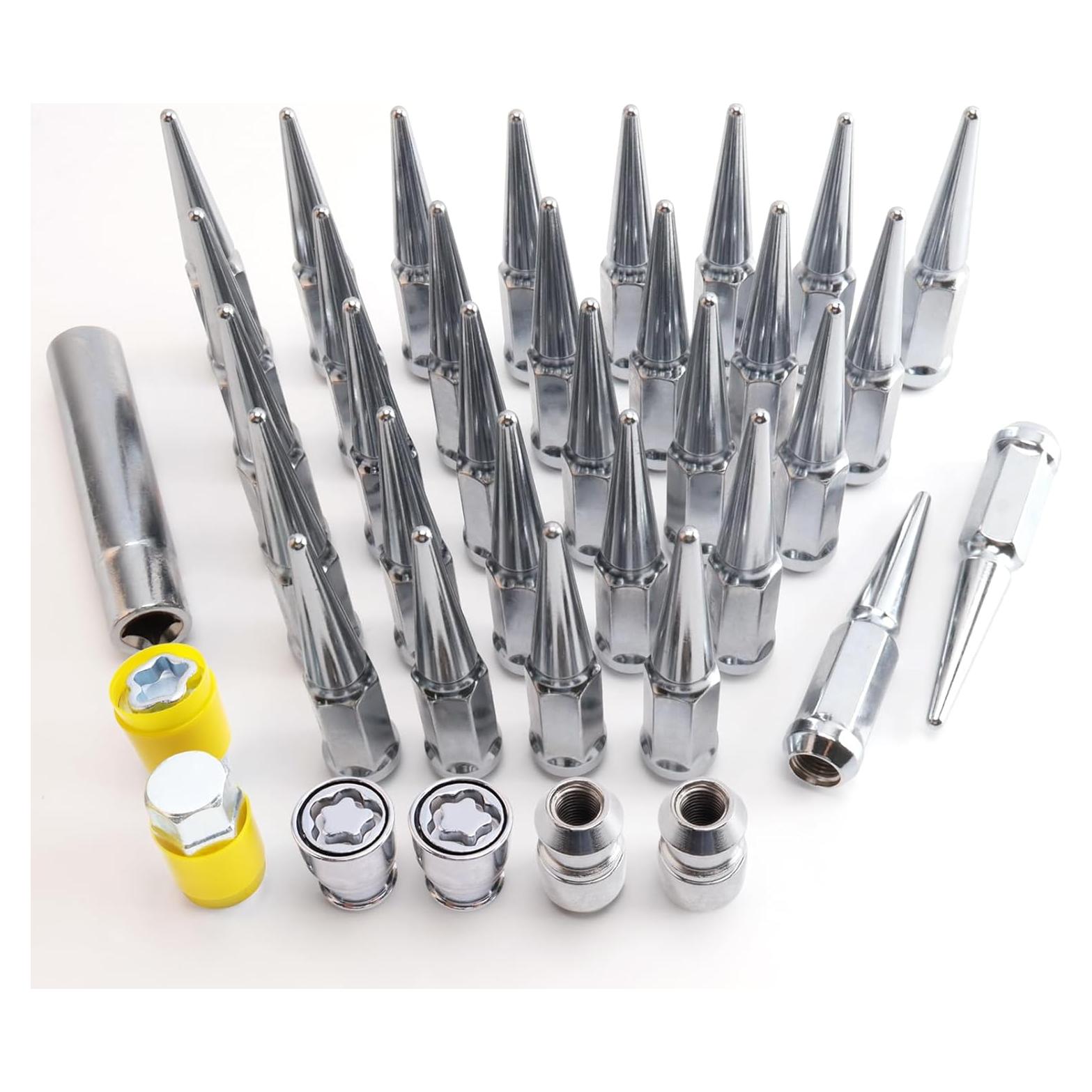 Bloqueos de Rueda YYHHZZ 9/16 Cromo - Juego Completo 4 Tuercas