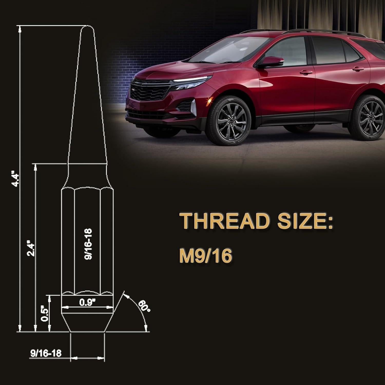 Bloqueos de Rueda YYHHZZ 9/16 Cromo - Juego Completo 4 Tuercas