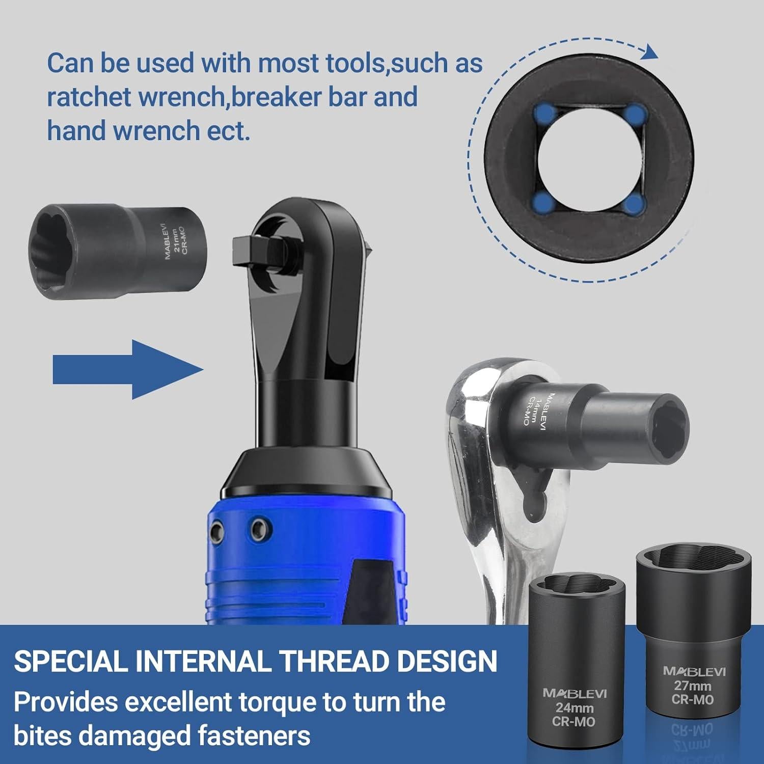 Juego de 13 Extractores de Tornillos MABLEVI - Acero de Cromo Molibdeno