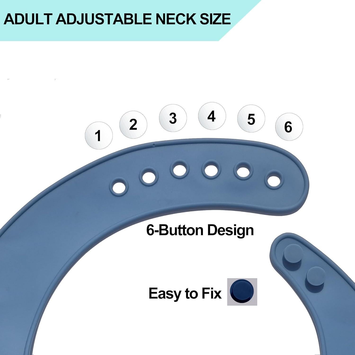 Bib de Silicona Impermeable Ajustable para Adultos Azul