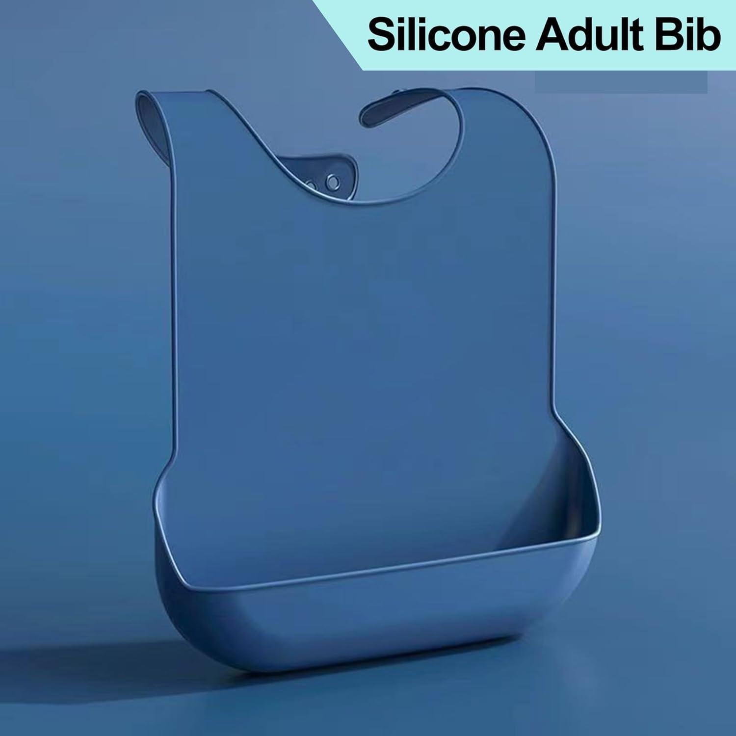 Bib de Silicona Impermeable Ajustable para Adultos Azul