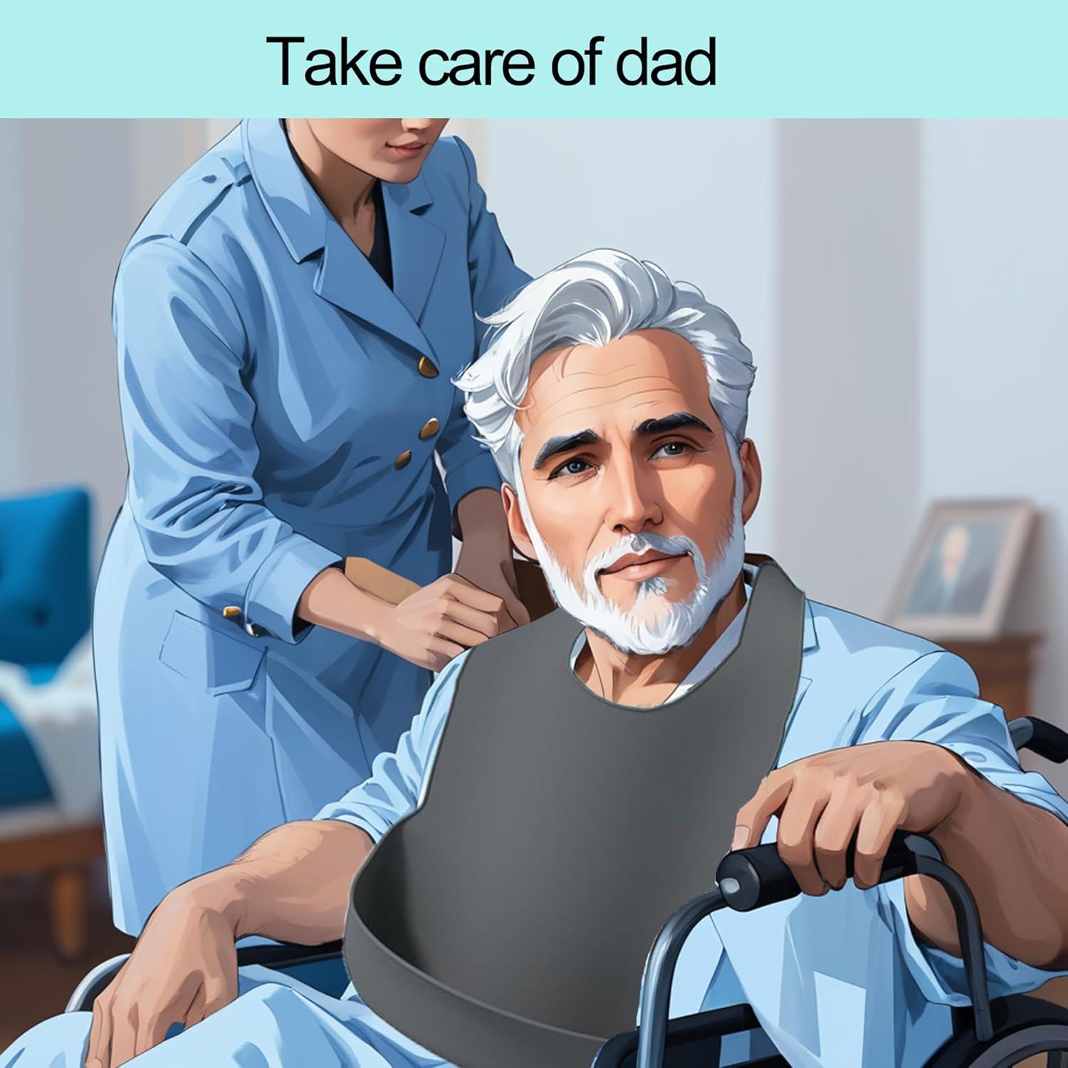 Bib de Silicona Impermeable Ajustable para Adultos Azul