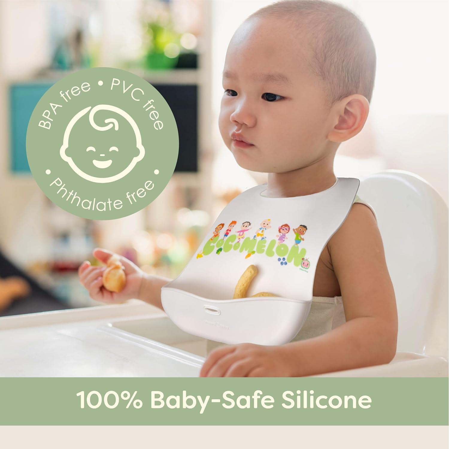 Babero de Silicona CoComelon Ajustable para Bebés - 1pc