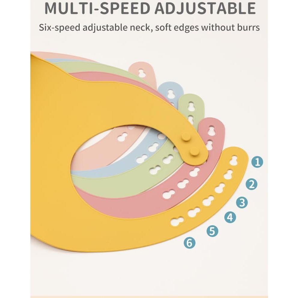 Juego de 2 Baberos de Silicona Suave para Bebés - Rosa/Amarillo