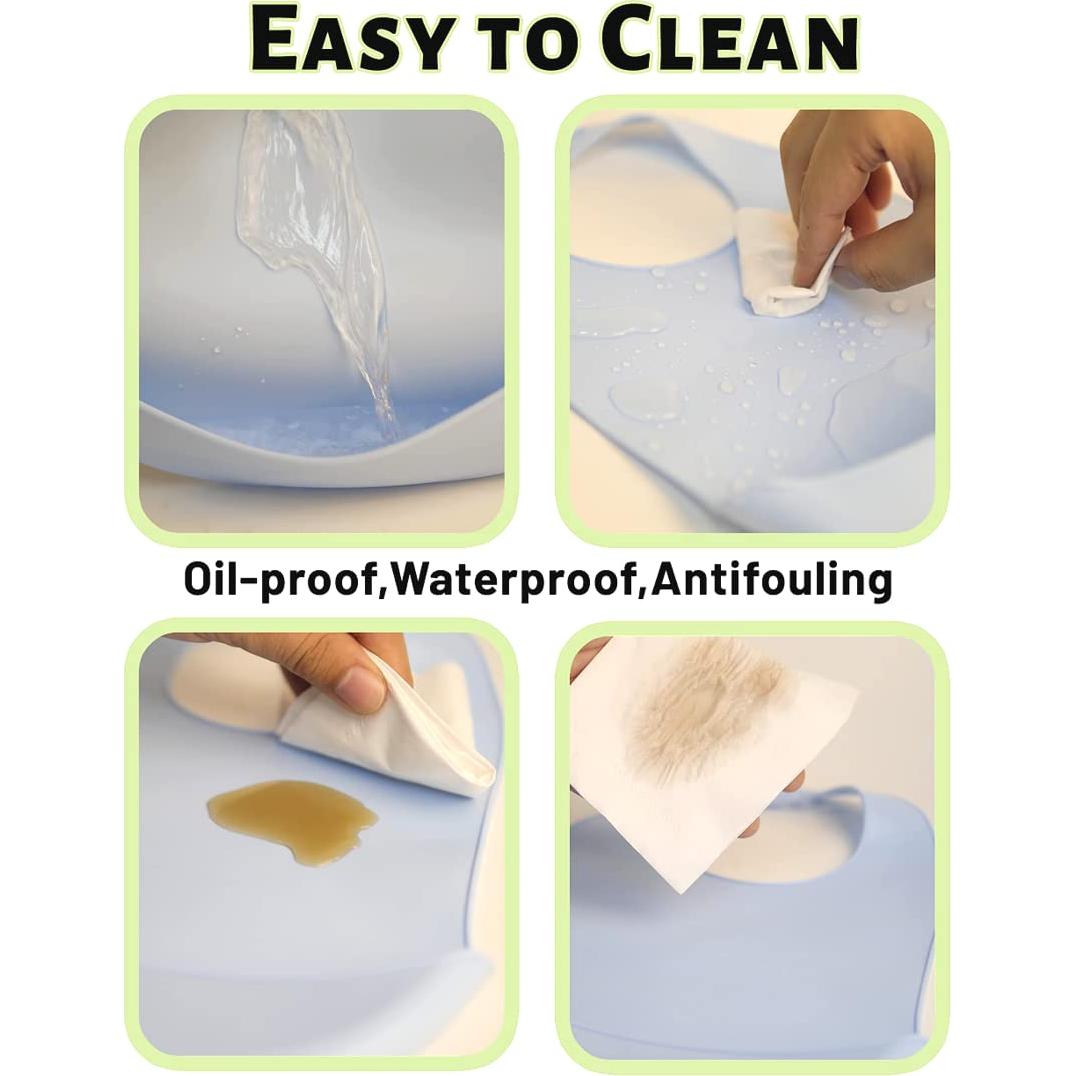 Baberos de Silicona DF Dualferv 4 Pcs Ajustables Impermeables