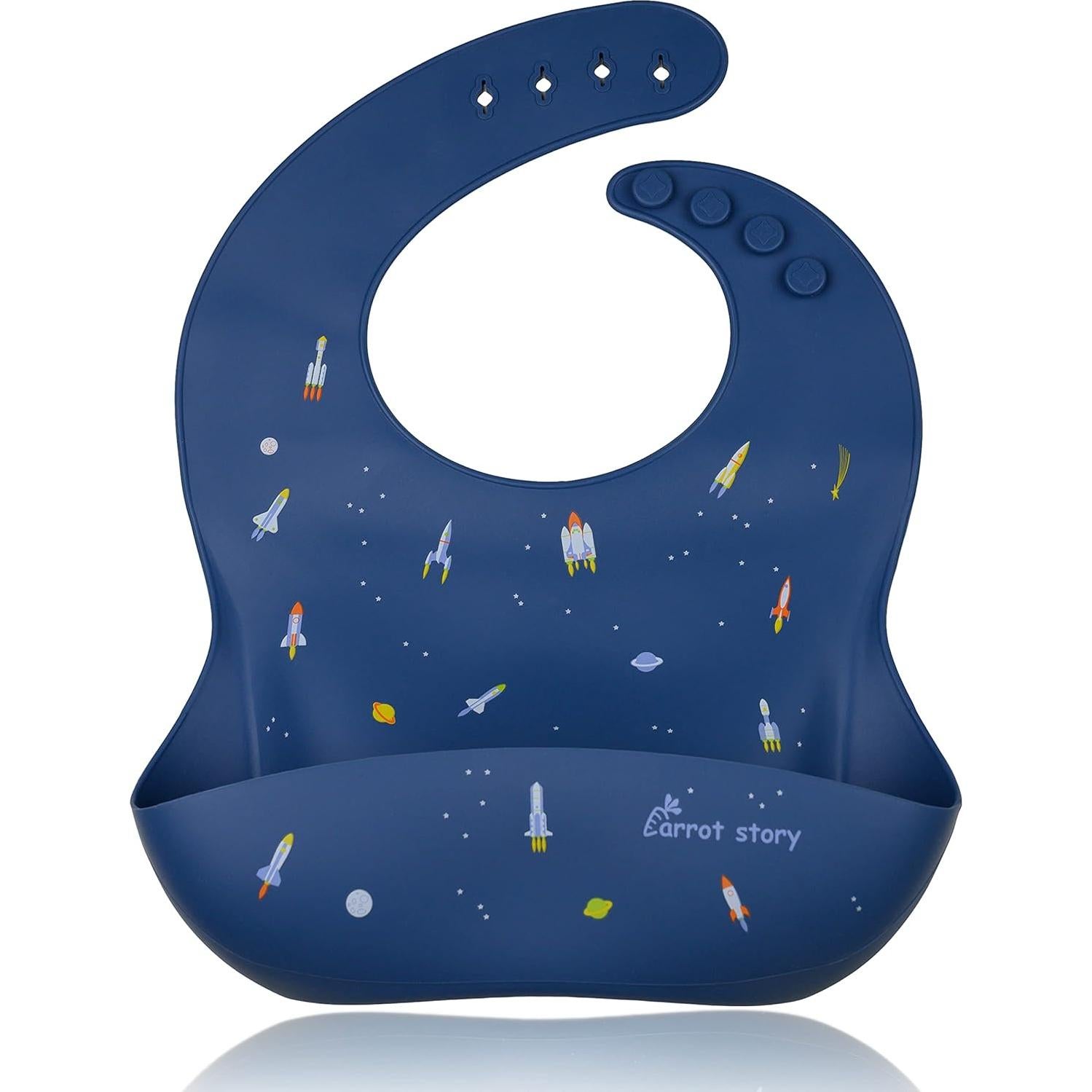 Baberos de Silicona Carrot Story Set de 2 - Ballenas y Cohetes